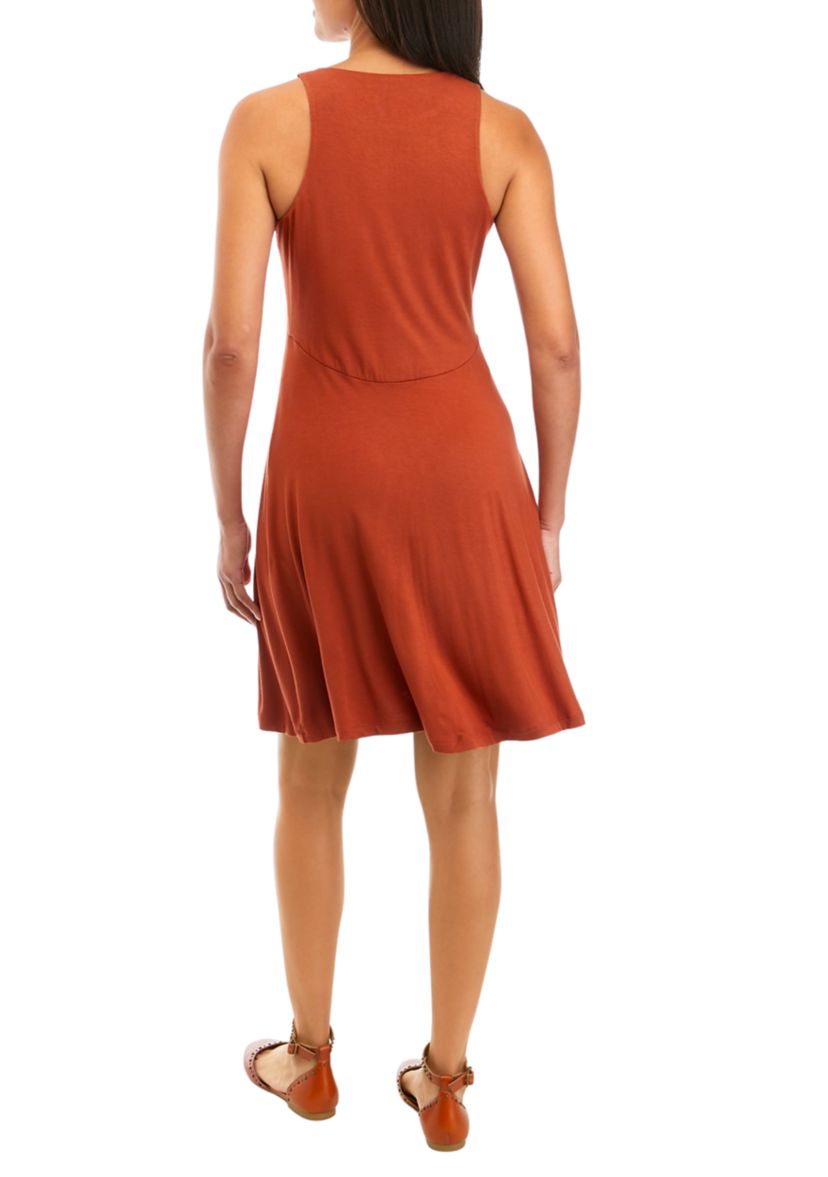 Womens Sleeveless A-Line Knit Dress