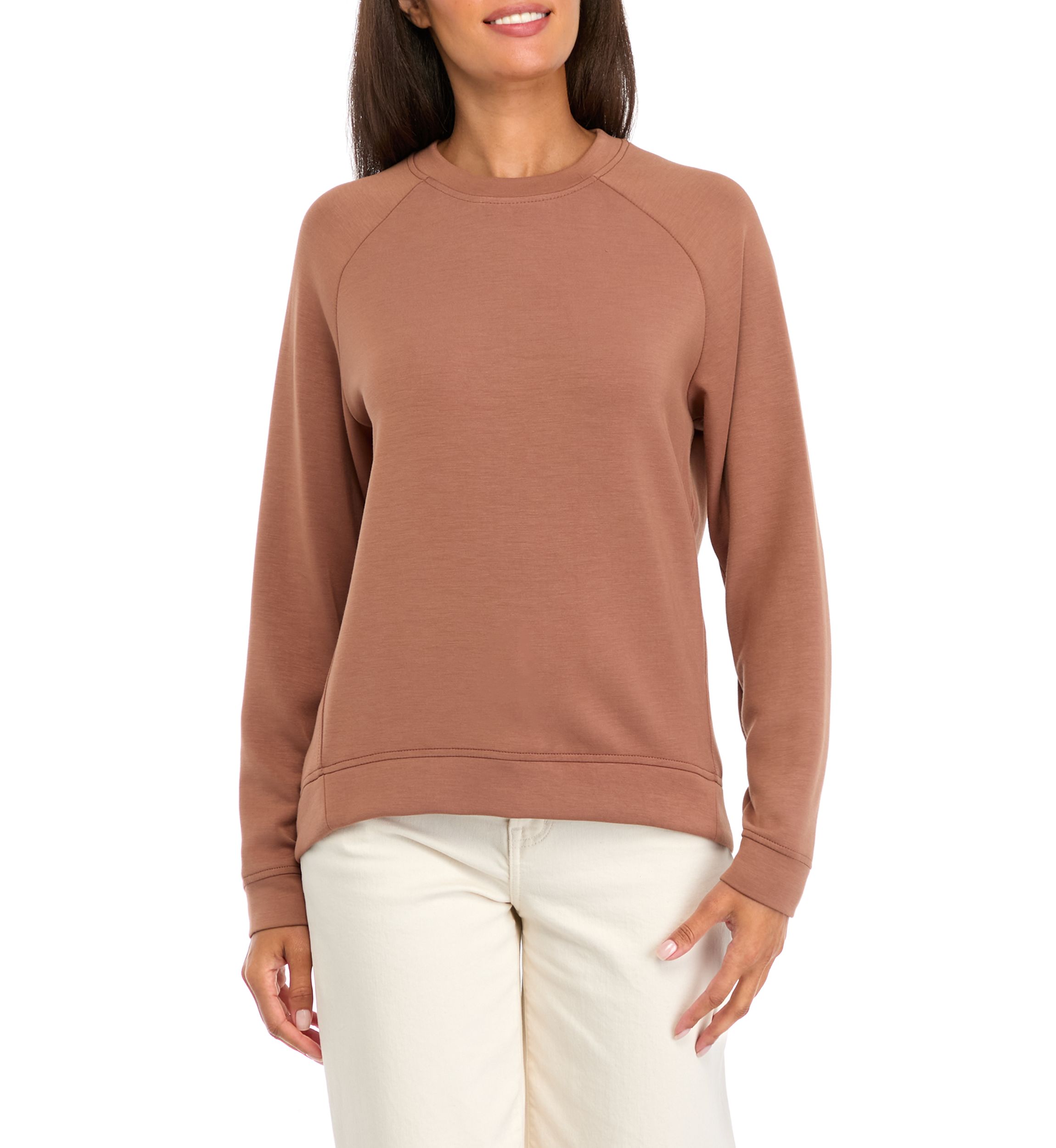 Womens Long Sleeve Scuba Crew Neck Sweatshirt 