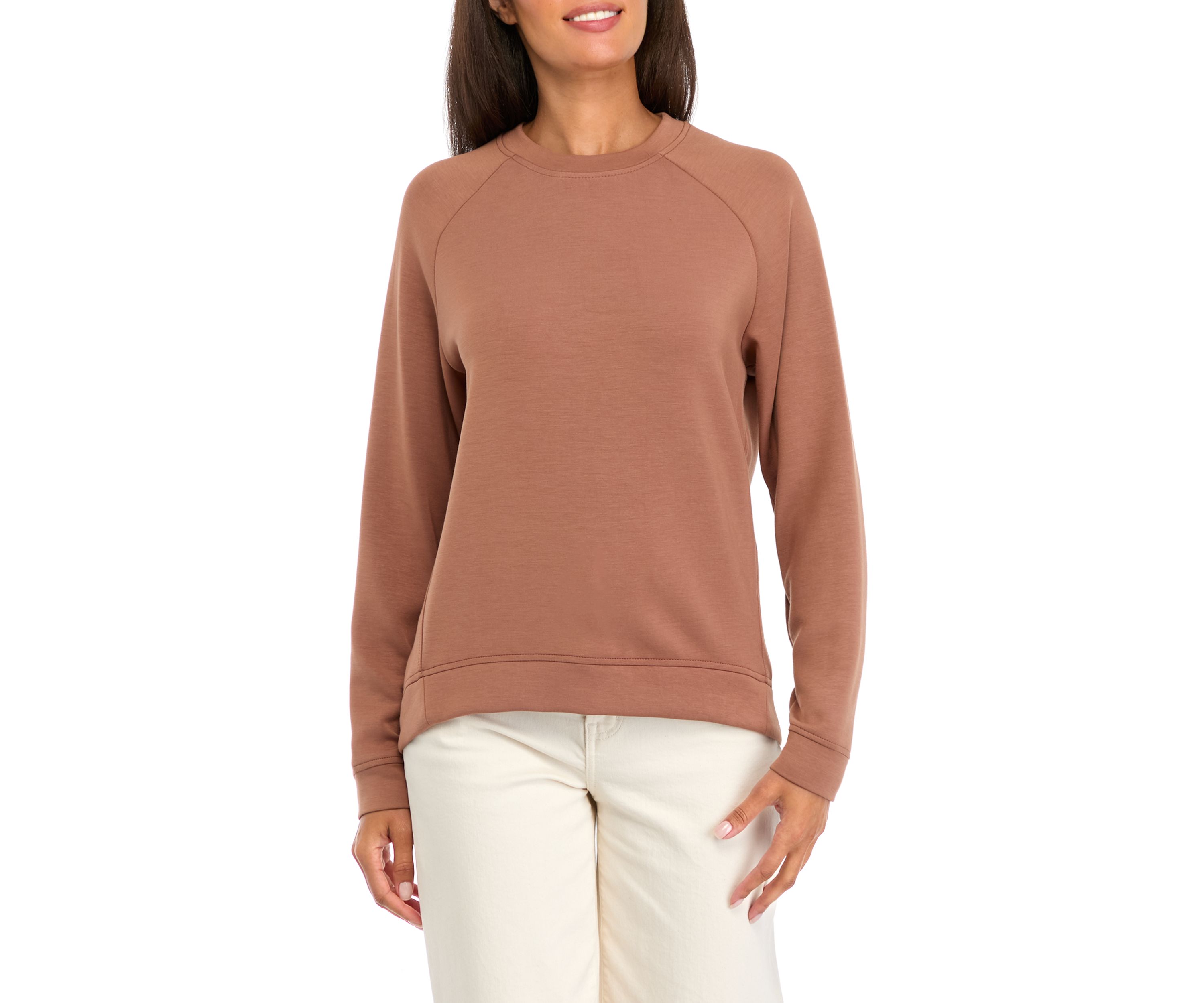 Womens Long Sleeve Scuba Crew Neck Sweatshirt 