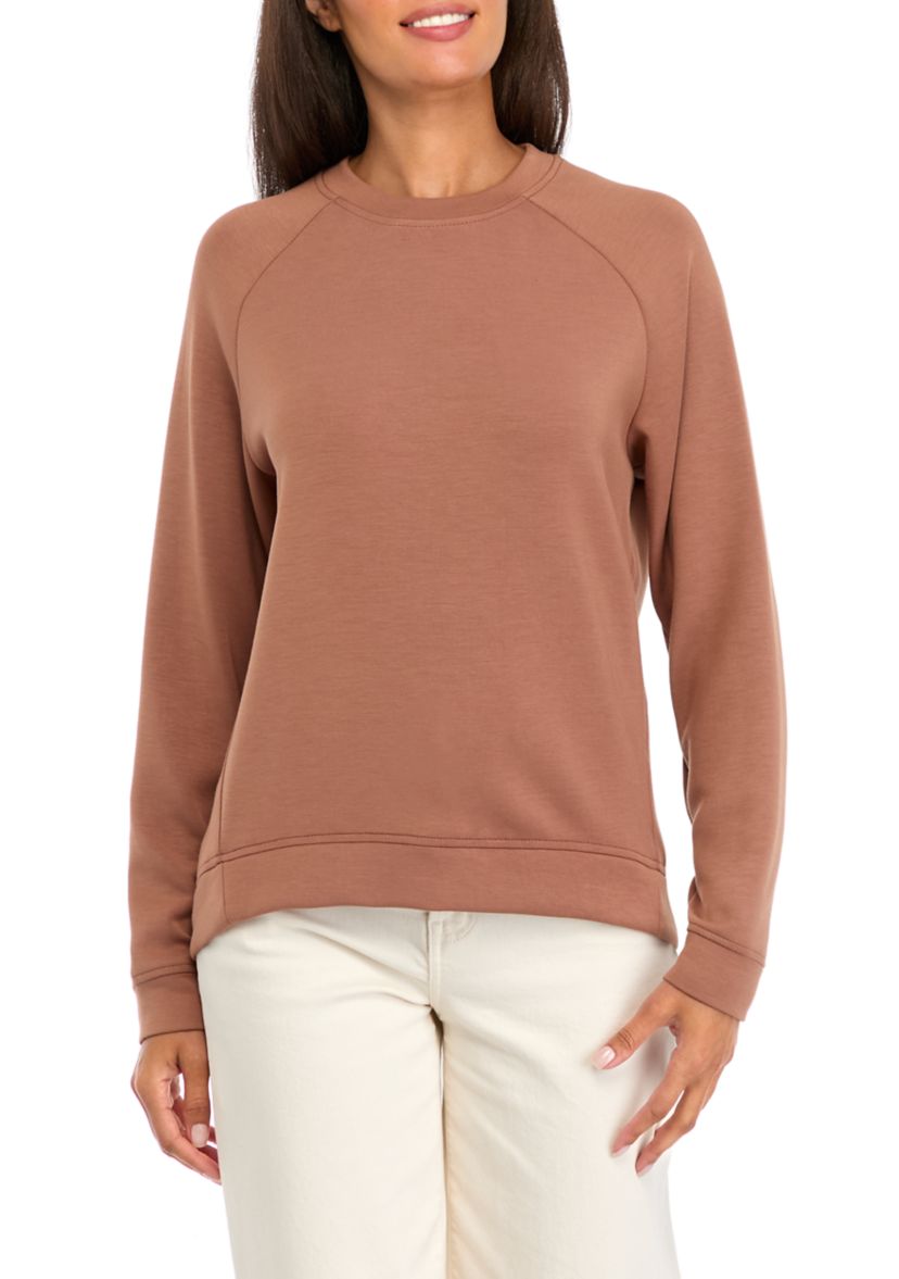 Womens Long Sleeve Scuba Crew Neck Sweatshirt 