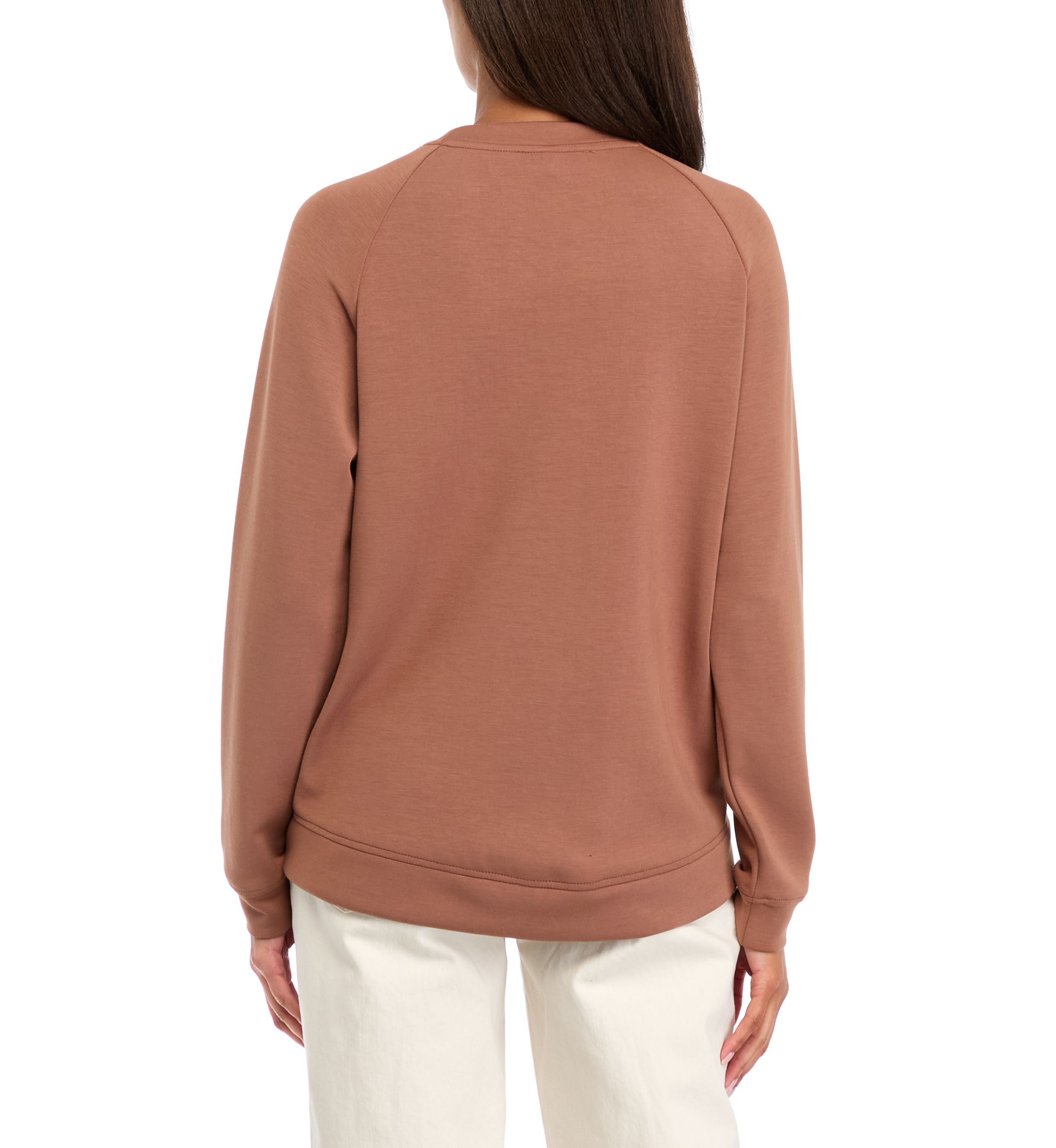 Womens Long Sleeve Scuba Crew Neck Sweatshirt 