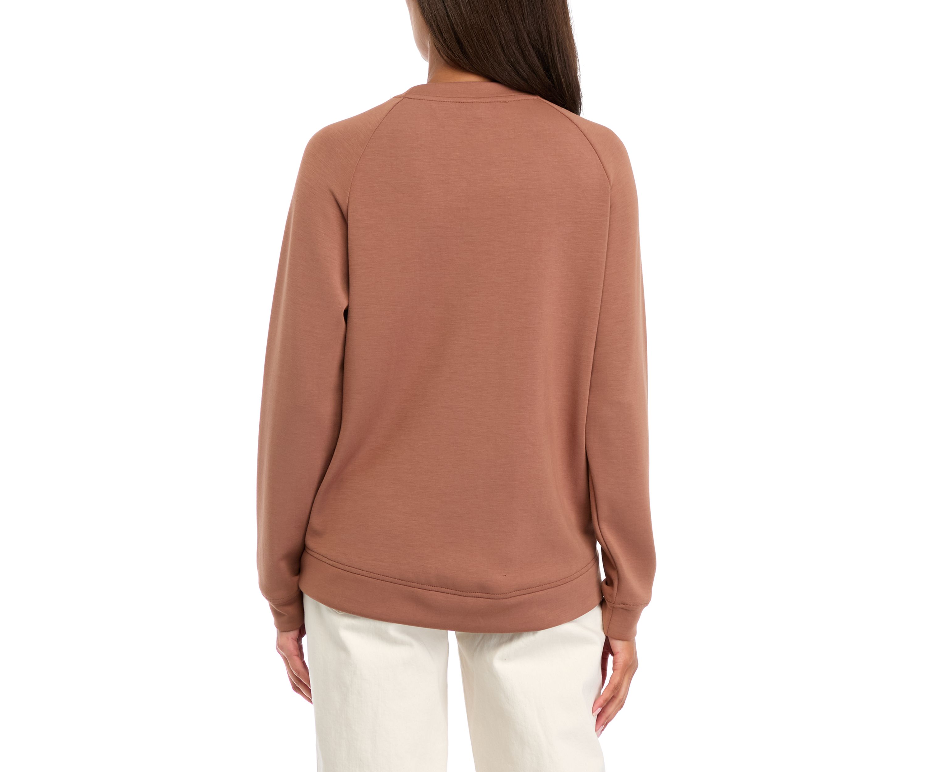 Womens Long Sleeve Scuba Crew Neck Sweatshirt 