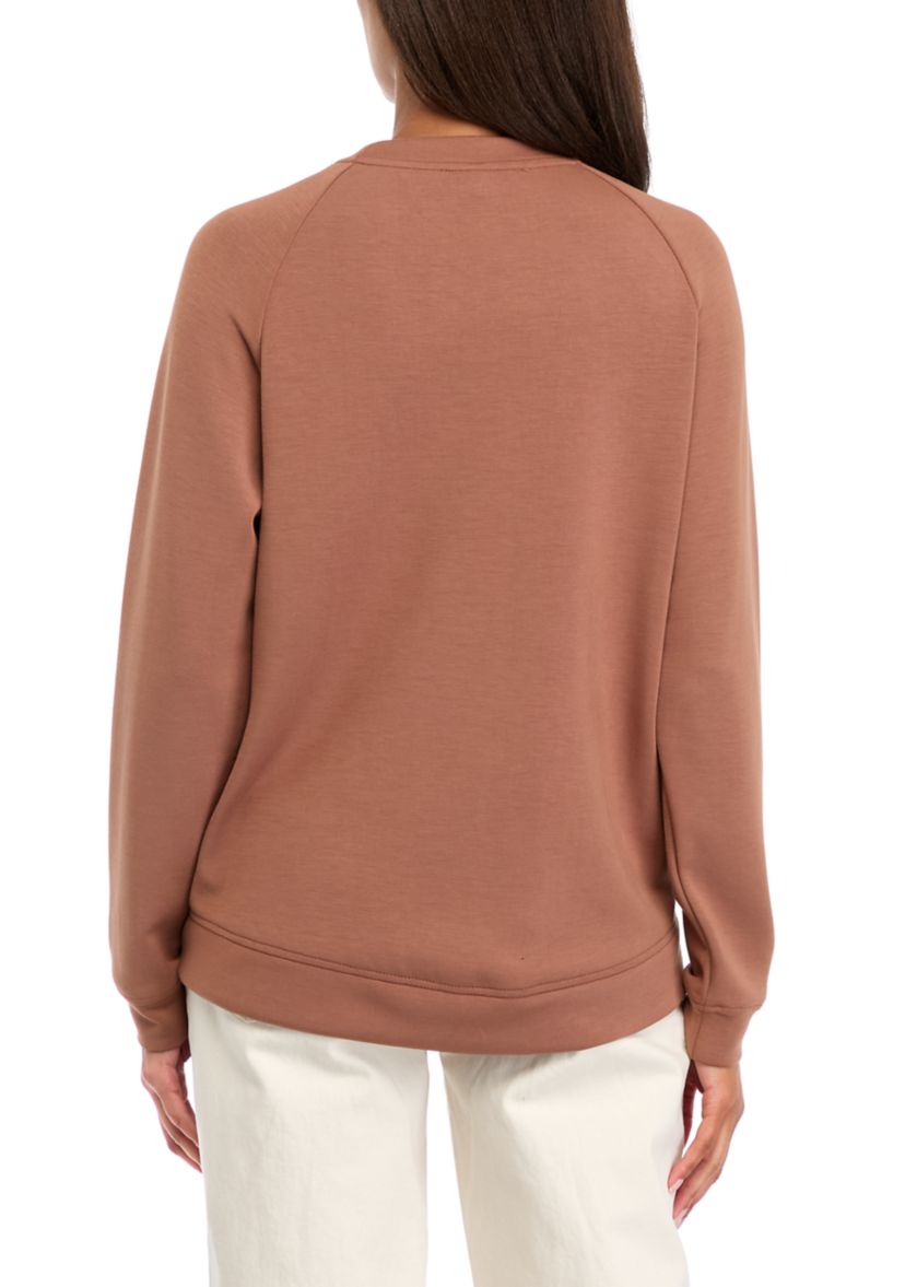 Womens Long Sleeve Scuba Crew Neck Sweatshirt 