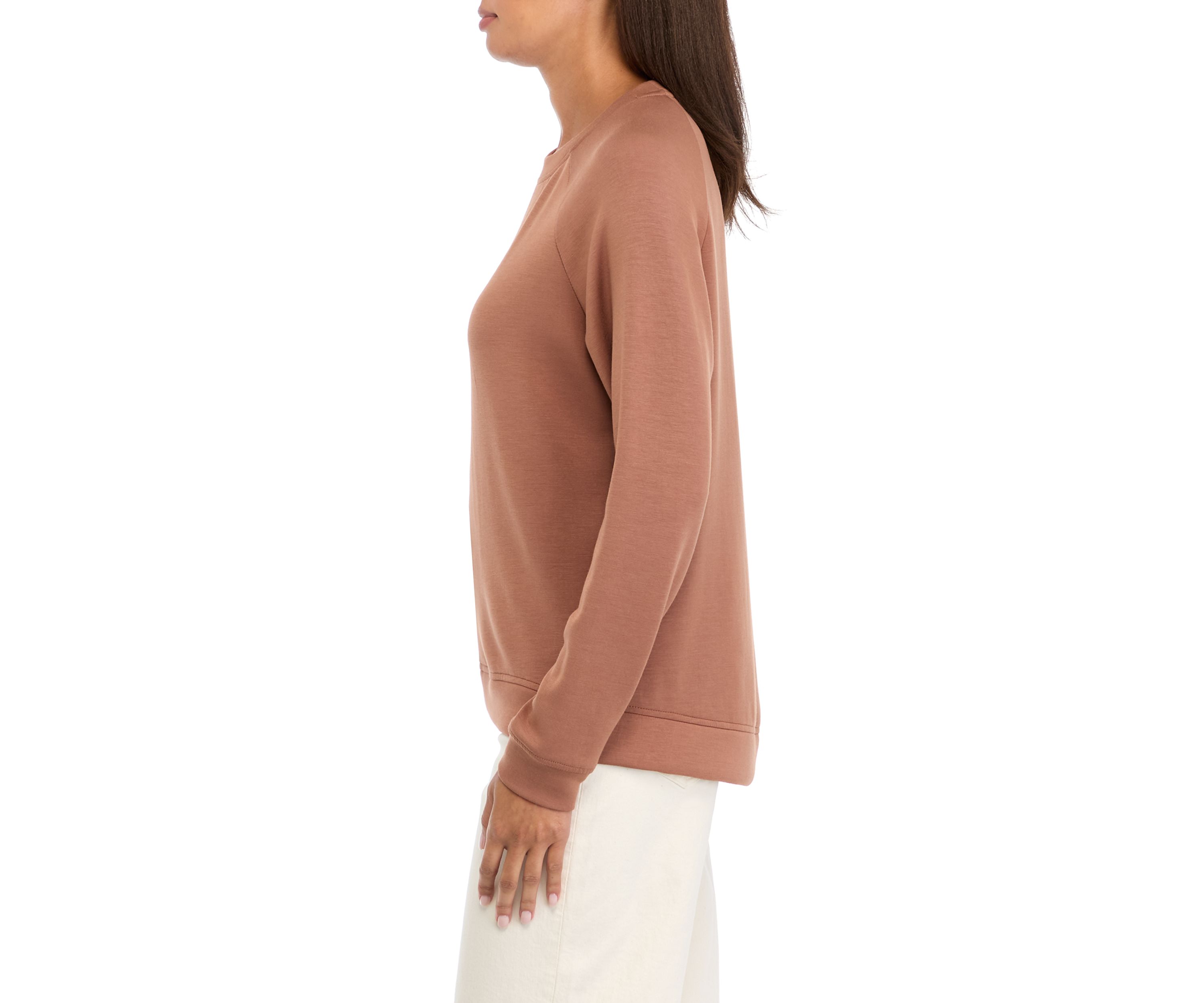 Womens Long Sleeve Scuba Crew Neck Sweatshirt 