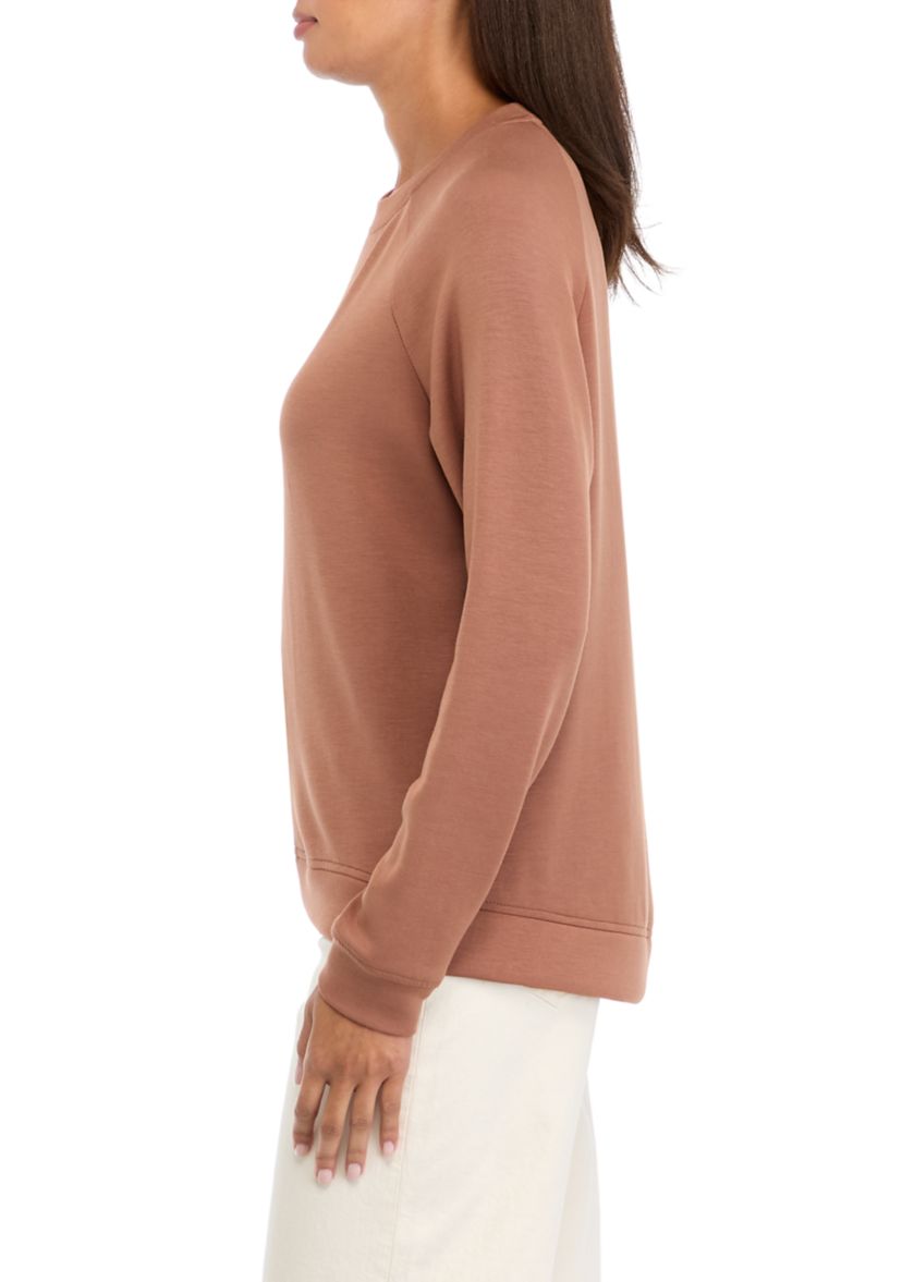Womens Long Sleeve Scuba Crew Neck Sweatshirt 