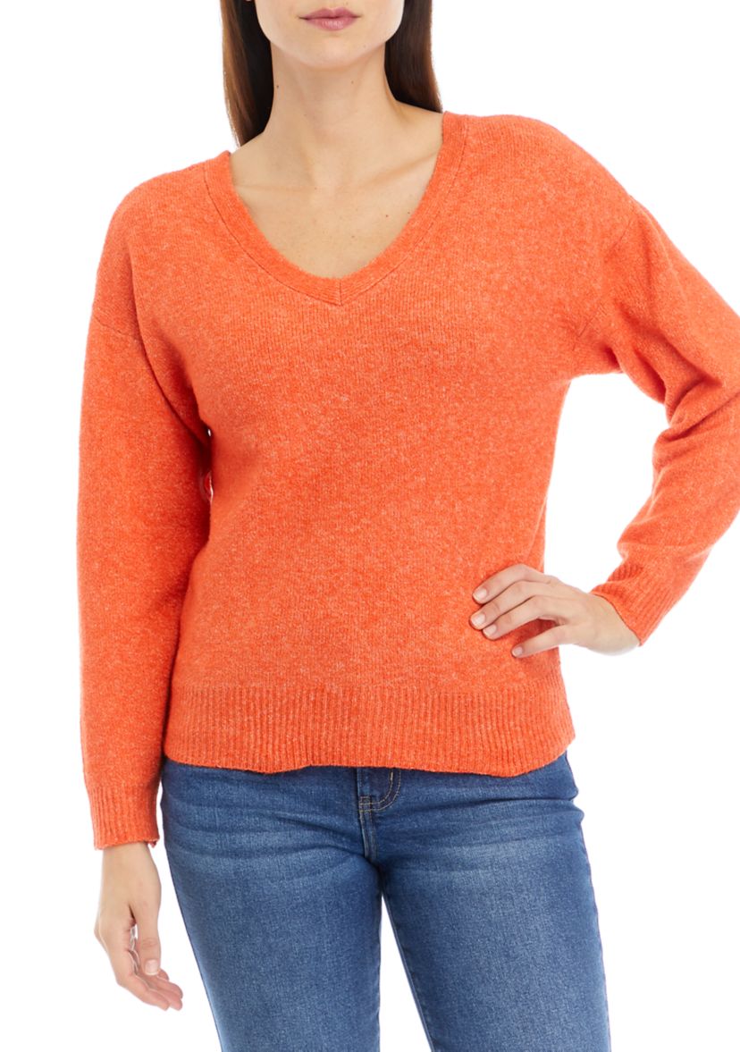 Womens Ribbed V-Neck Sweater