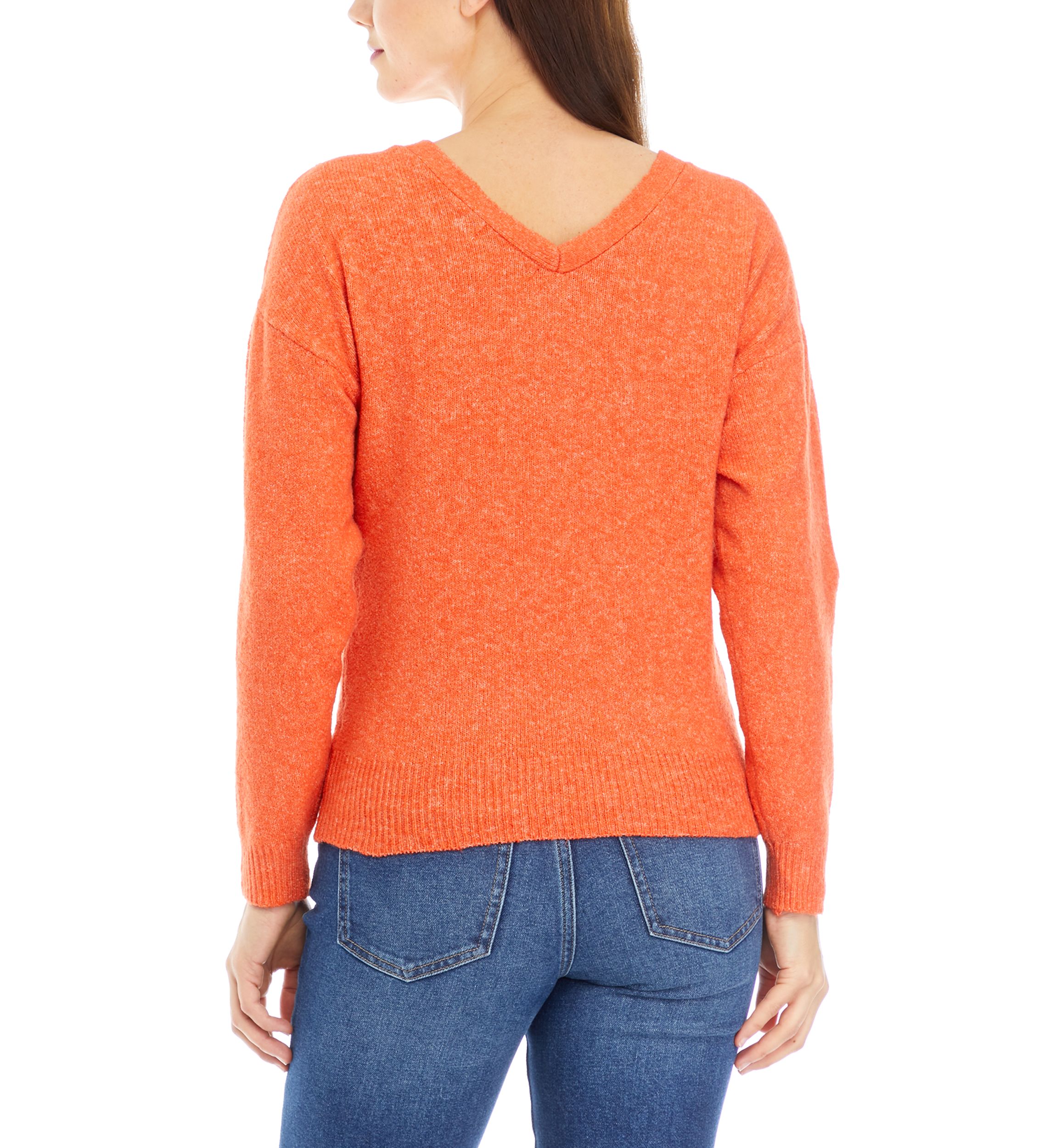Womens Ribbed V-Neck Sweater