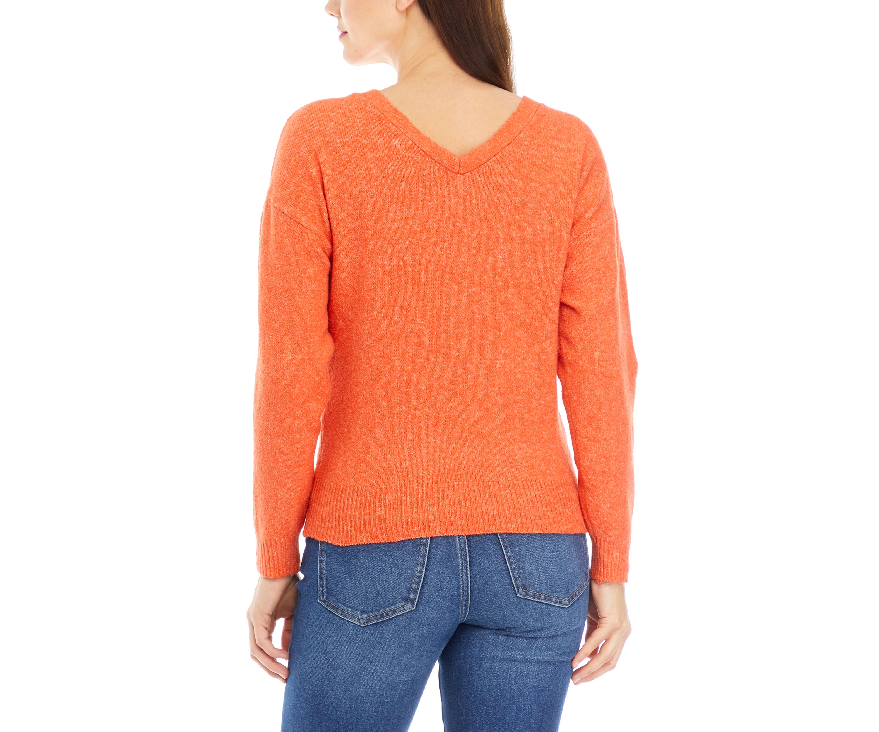 Womens Ribbed V-Neck Sweater