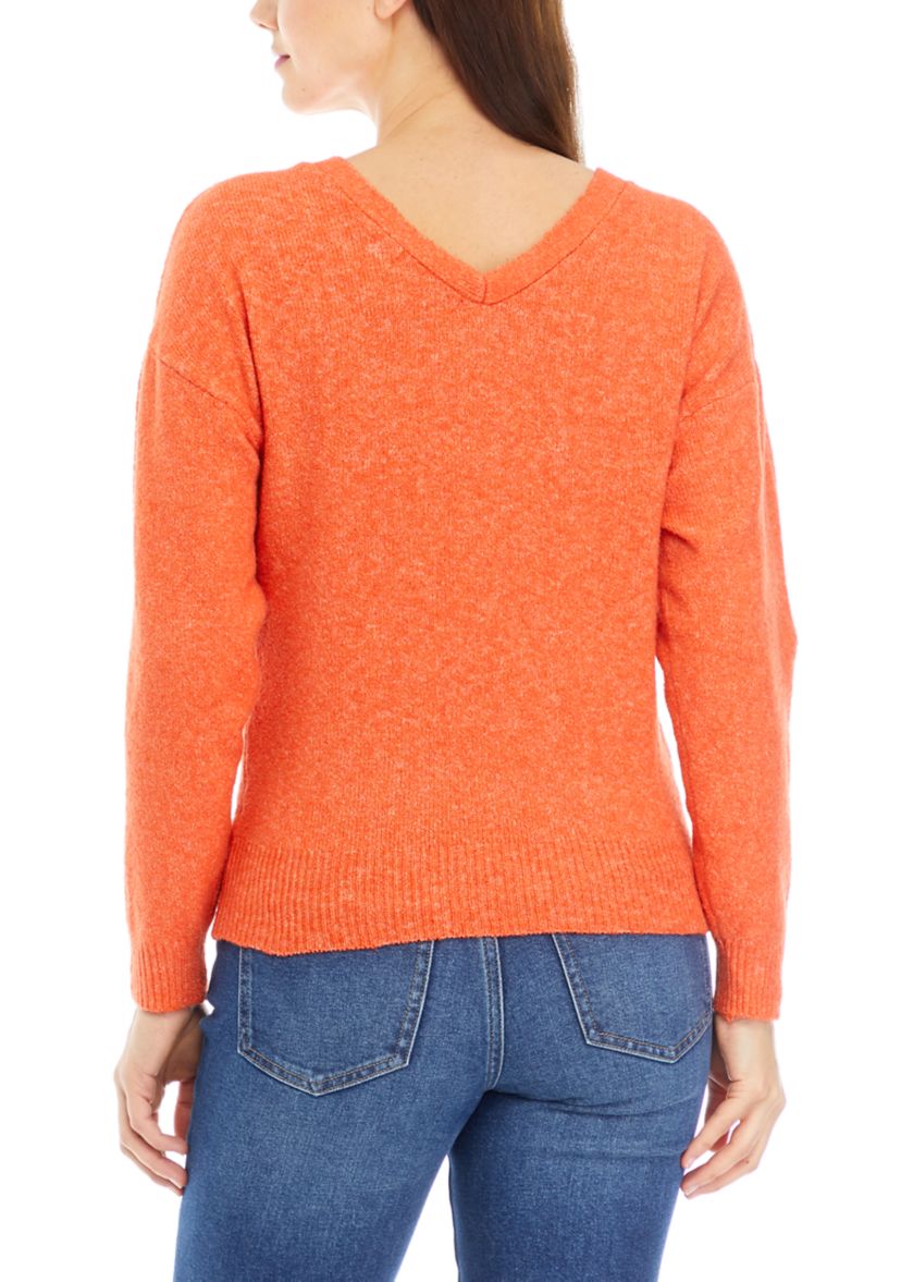 Womens Ribbed V-Neck Sweater