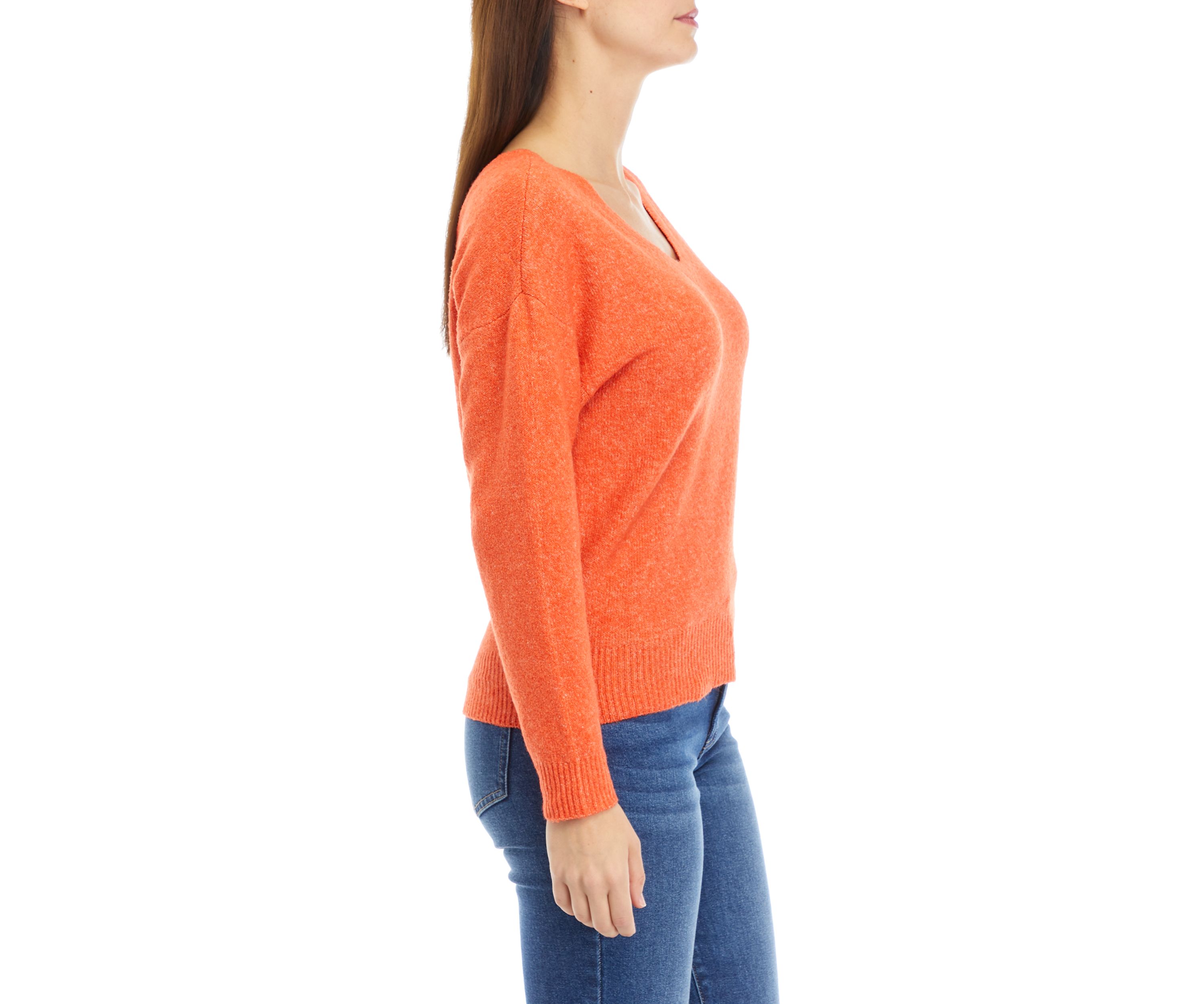 Womens Ribbed V-Neck Sweater
