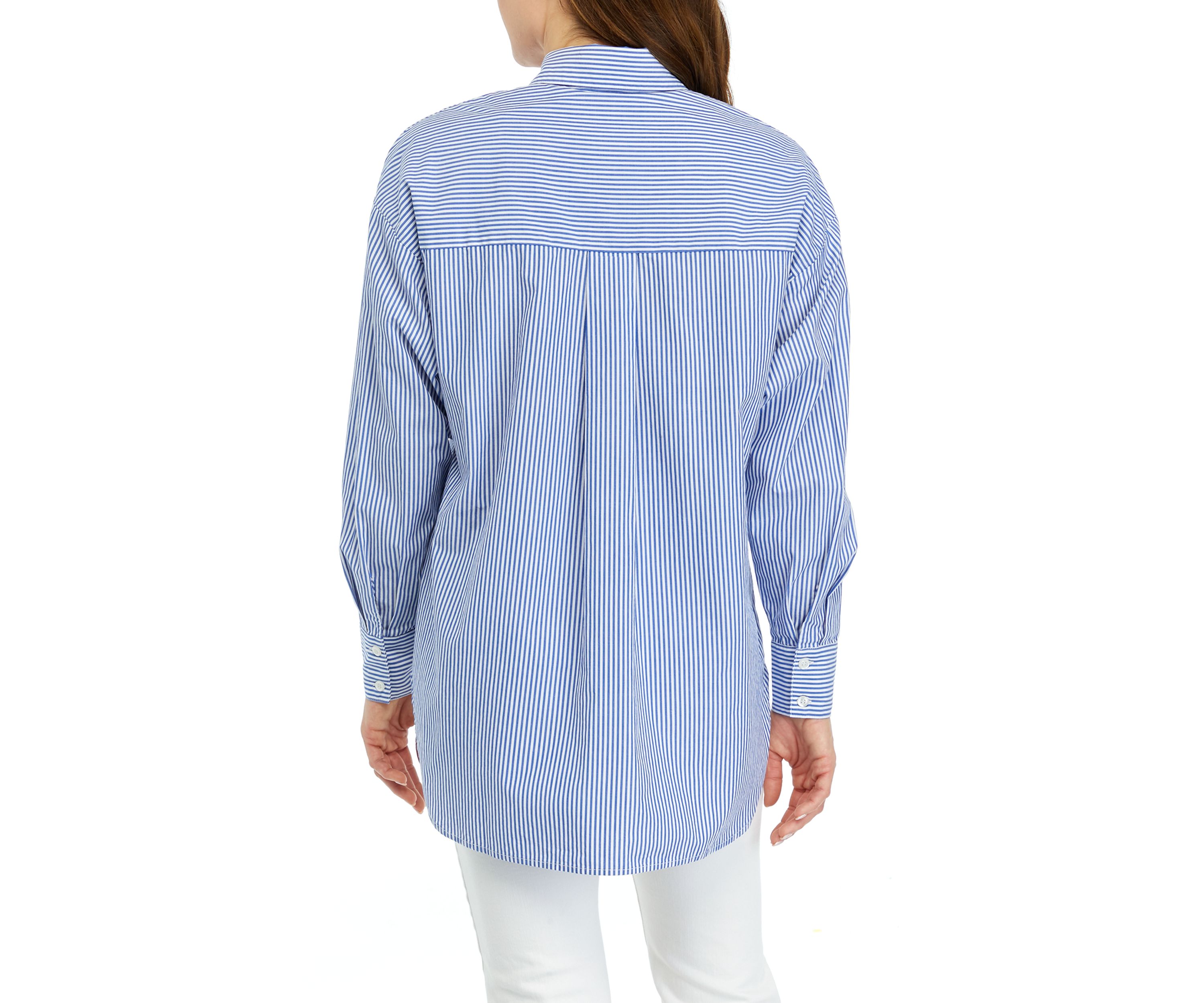 Womens Long Sleeve Striped Oversized Shirt 