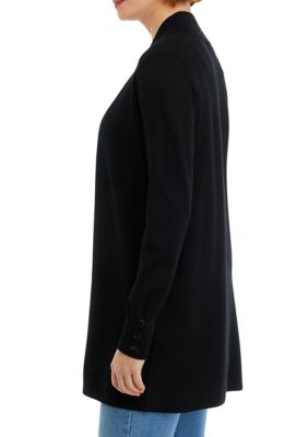 Women's Button Sleeve Long Open Front Cardigan