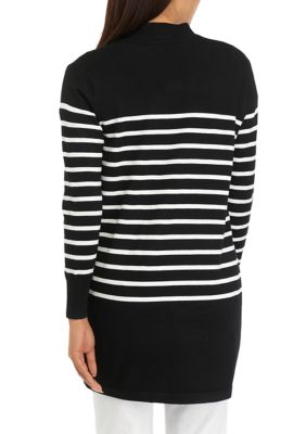 Women's Striped Open Pocket Cardigan