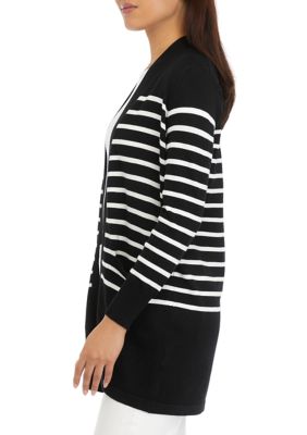 Women's Striped Open Pocket Cardigan