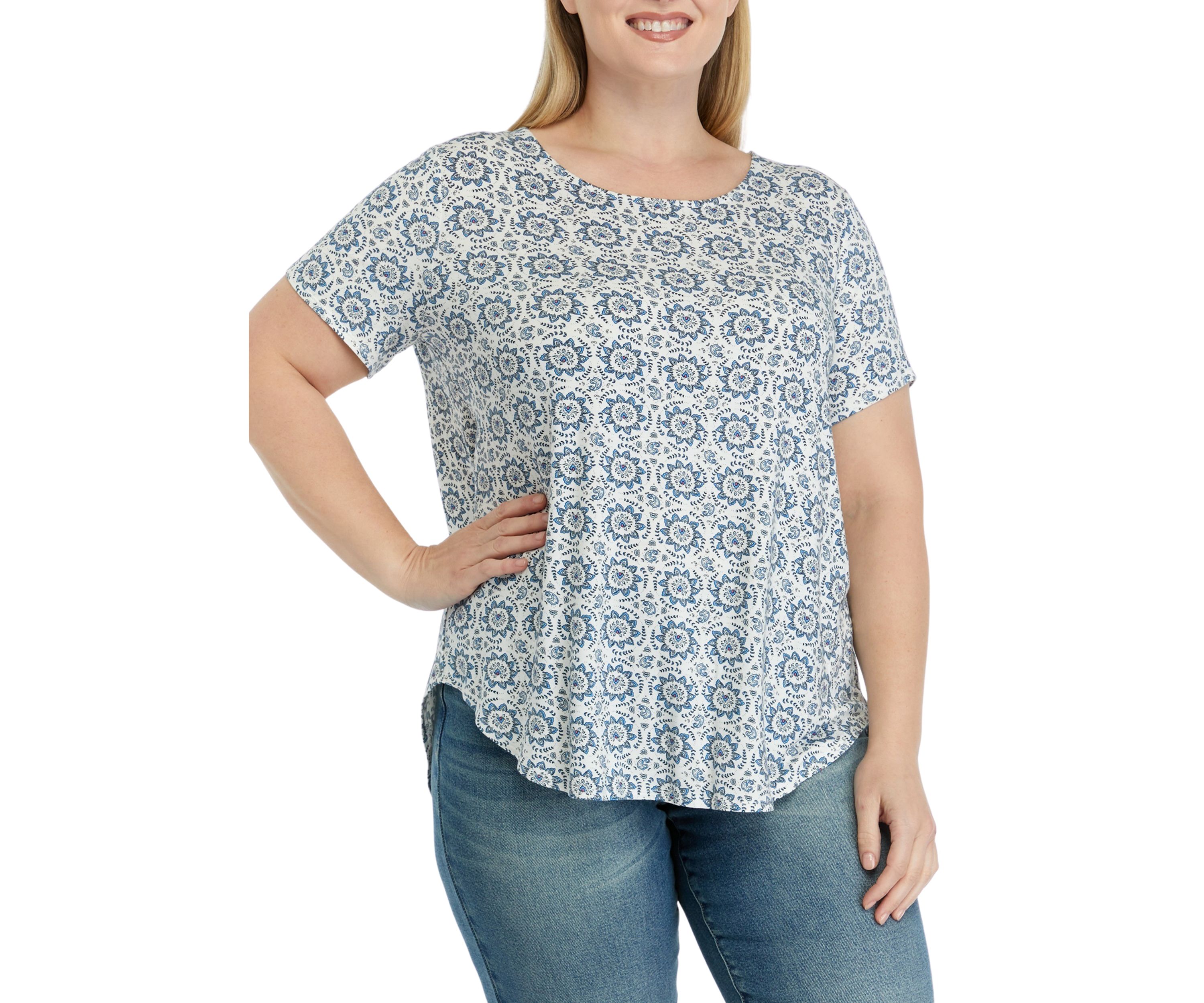 Plus Size Short Sleeve Crew Neck Hi Low Shirt