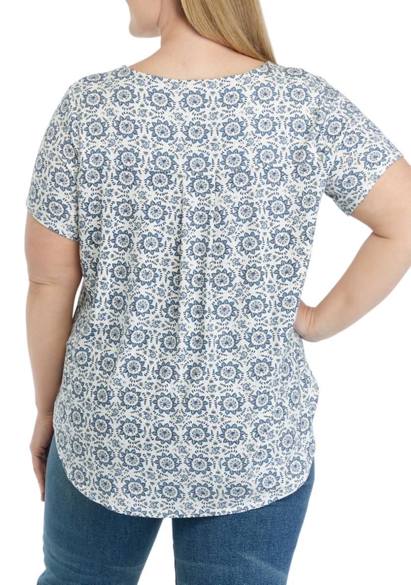 Plus Size Short Sleeve Crew Neck Hi Low Shirt