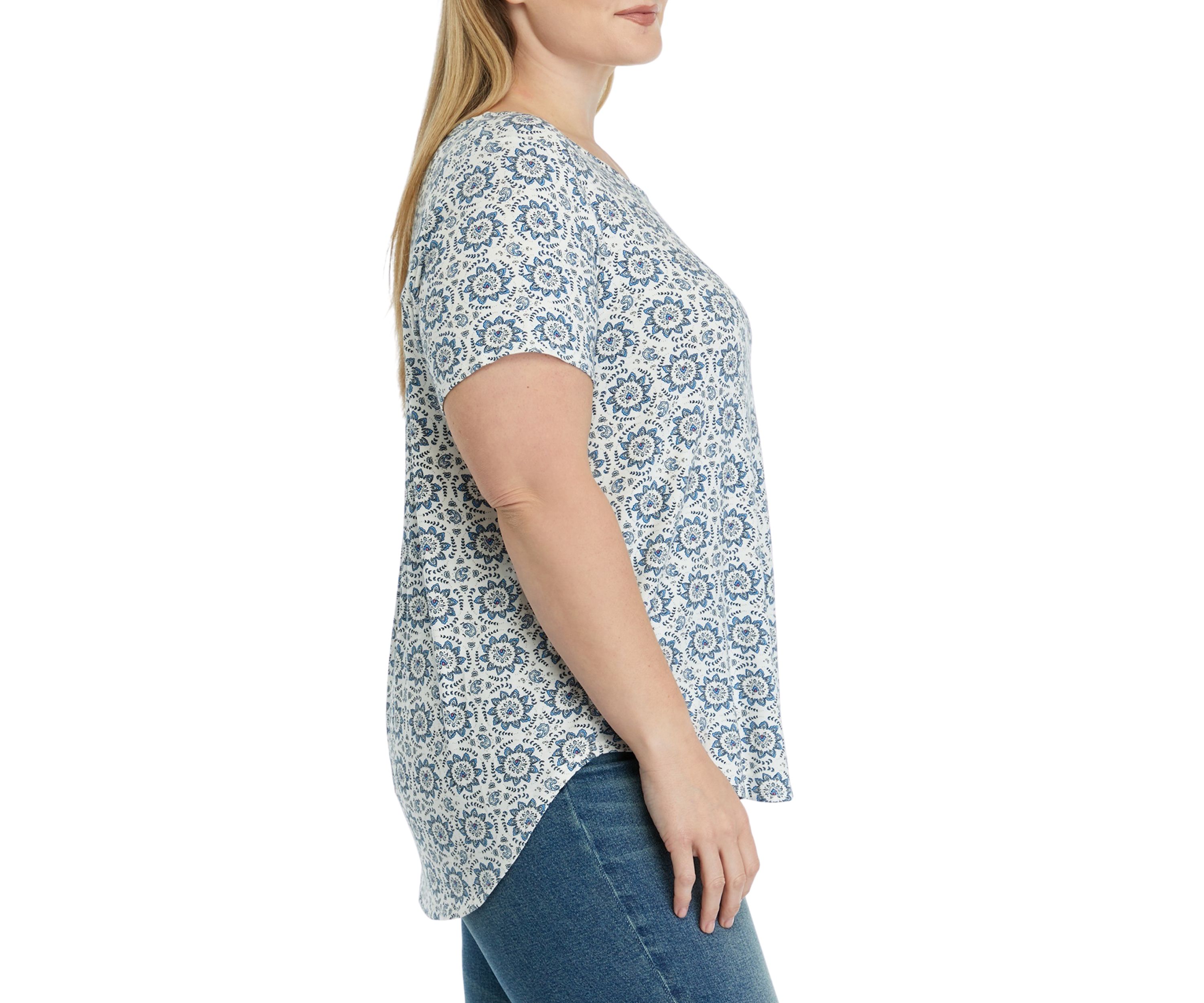 Plus Size Short Sleeve Crew Neck Hi Low Shirt
