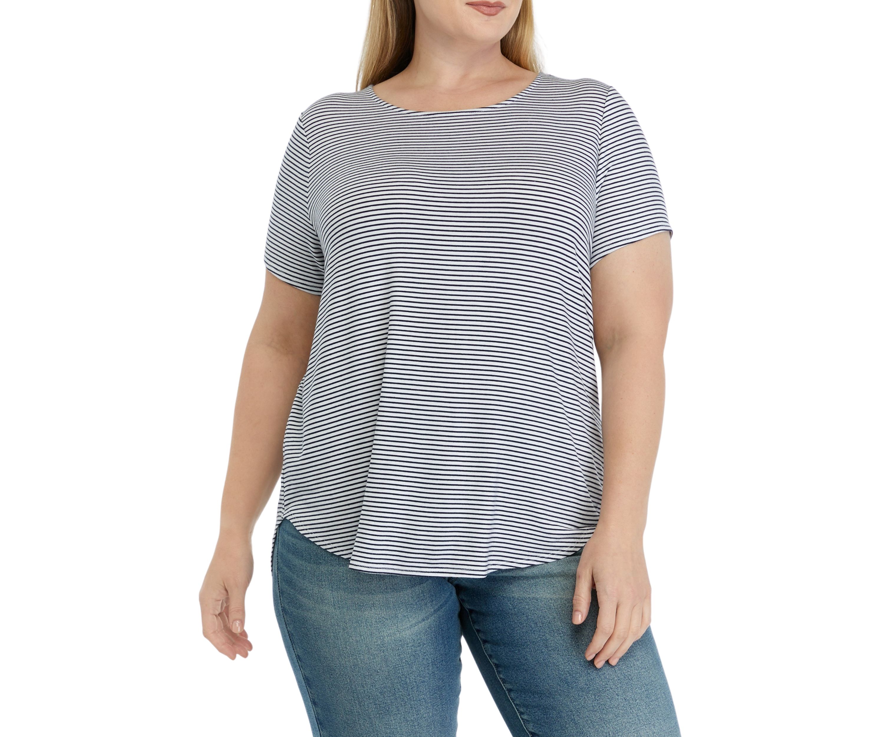Womens Short Sleeve Crew Neck Hi Low Shirt