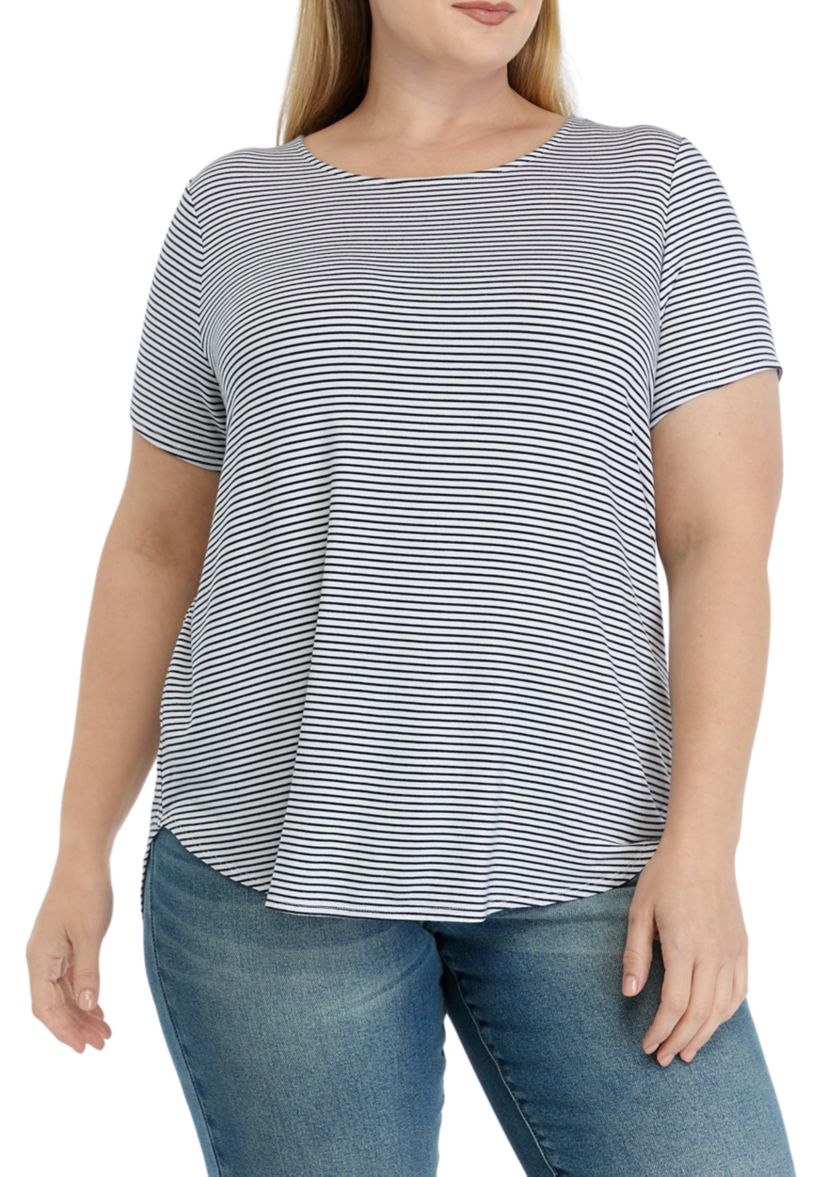 Womens Short Sleeve Crew Neck Hi Low Shirt