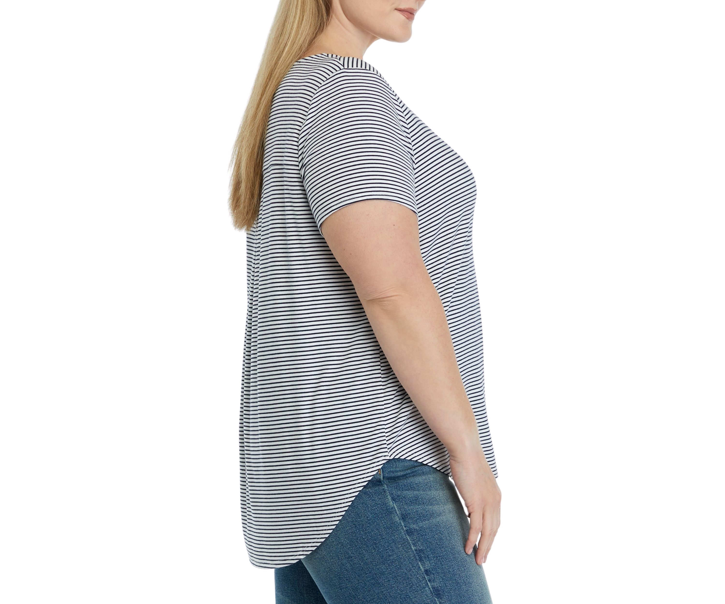 Womens Short Sleeve Crew Neck Hi Low Shirt