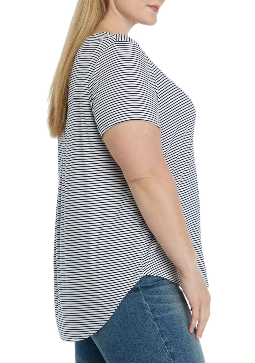 Womens Short Sleeve Crew Neck Hi Low Shirt