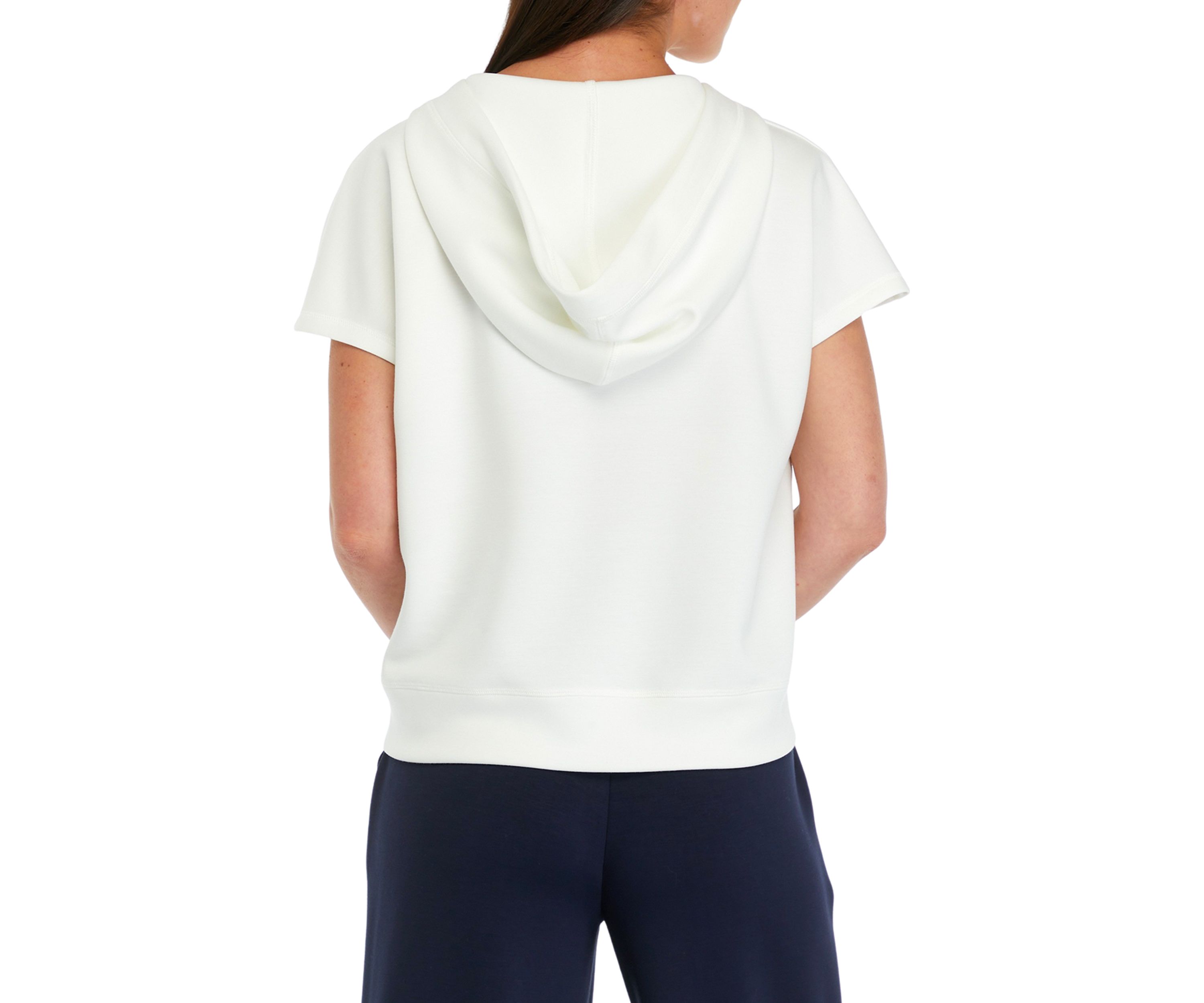Womens Short Sleeve Scuba Hoodie