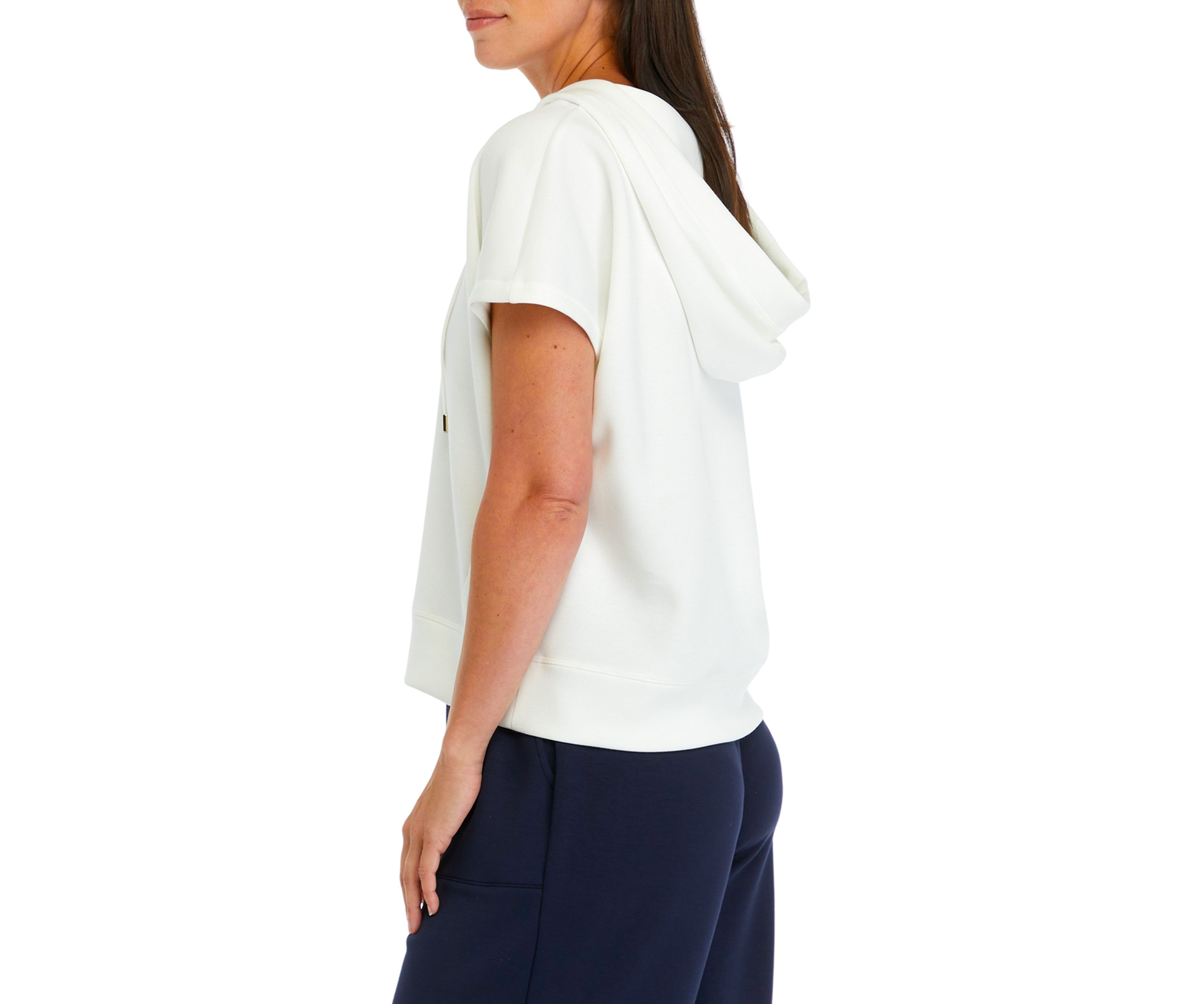 Womens Short Sleeve Scuba Hoodie