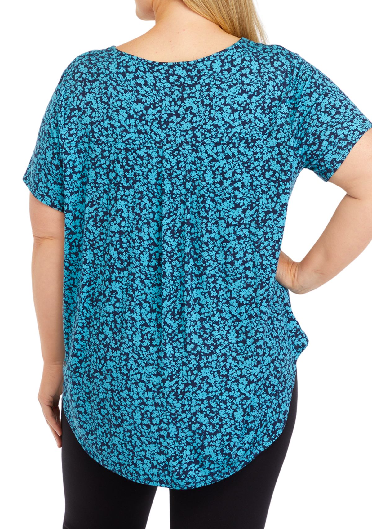 Plus Size Short Sleeve Crew Round Neck High Low Shirt 