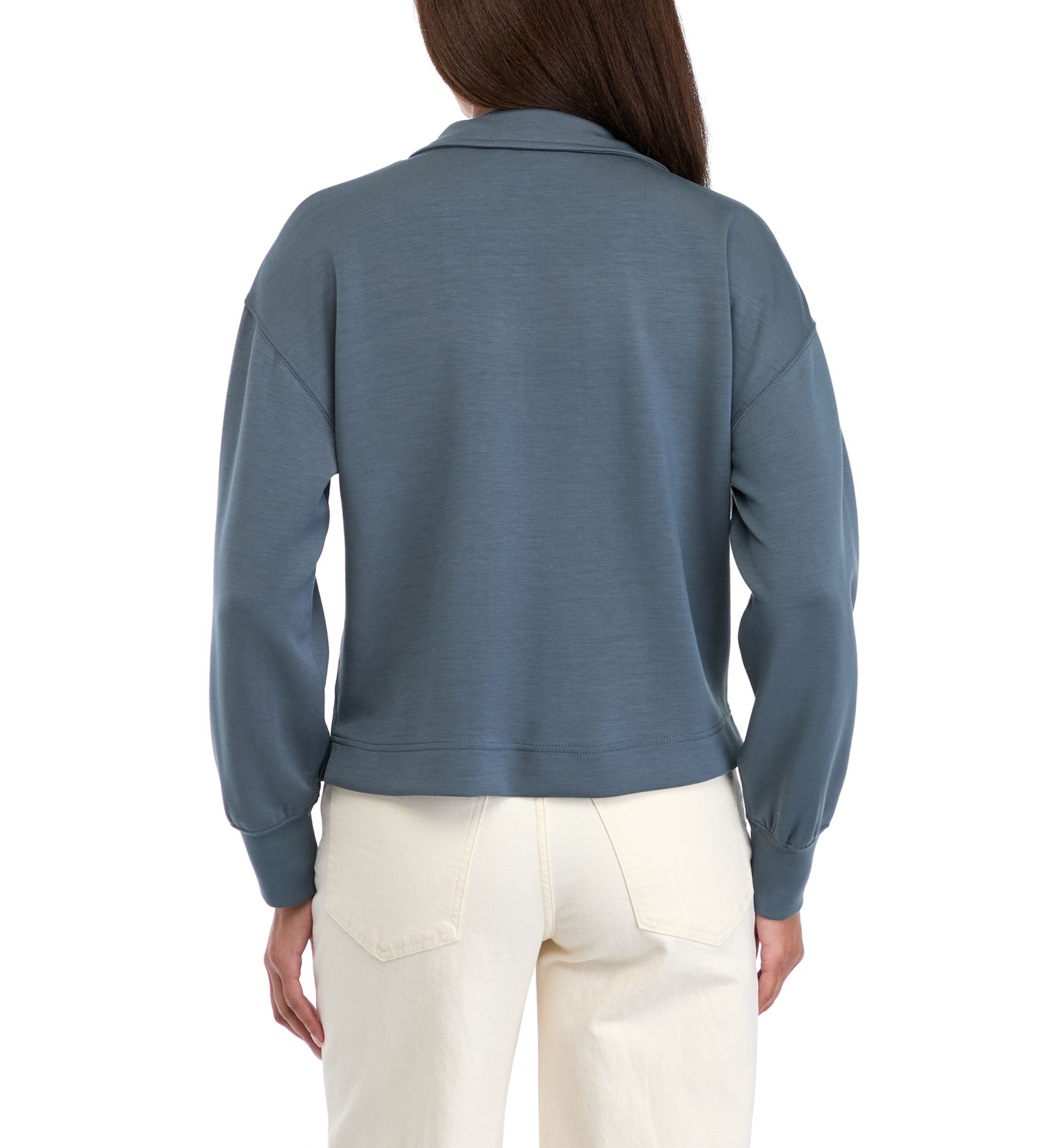 Womens Long Sleeve Collared Scuba Sweatshirt 