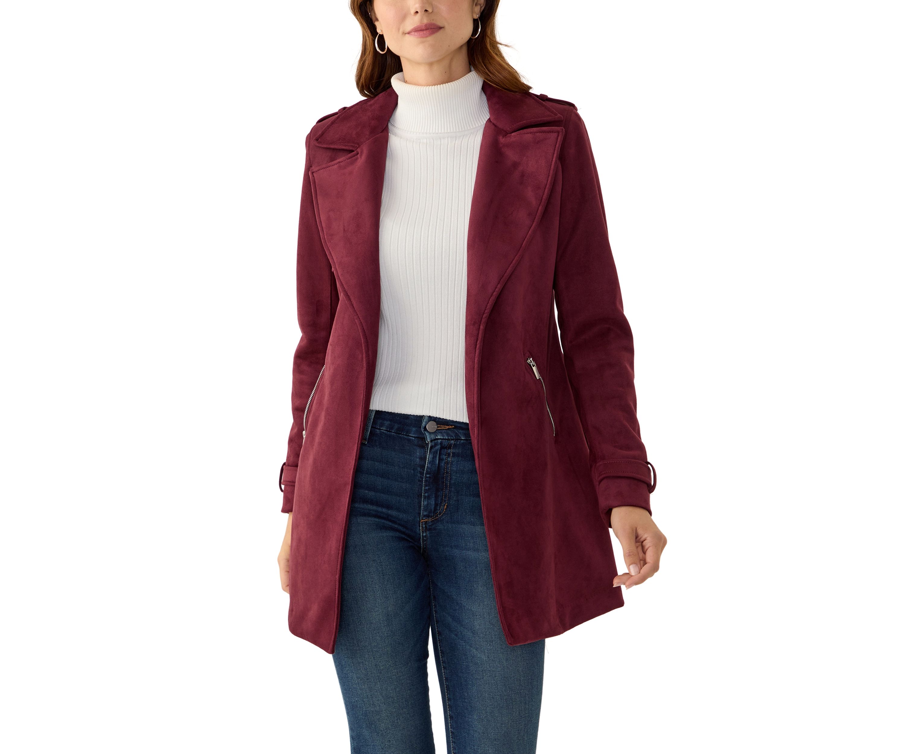 Womens Long Suede Moto Jacket