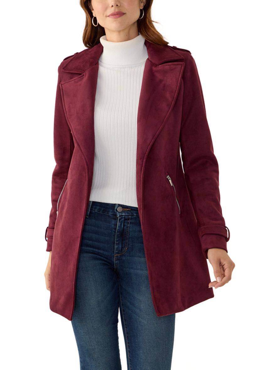 Womens Long Suede Moto Jacket