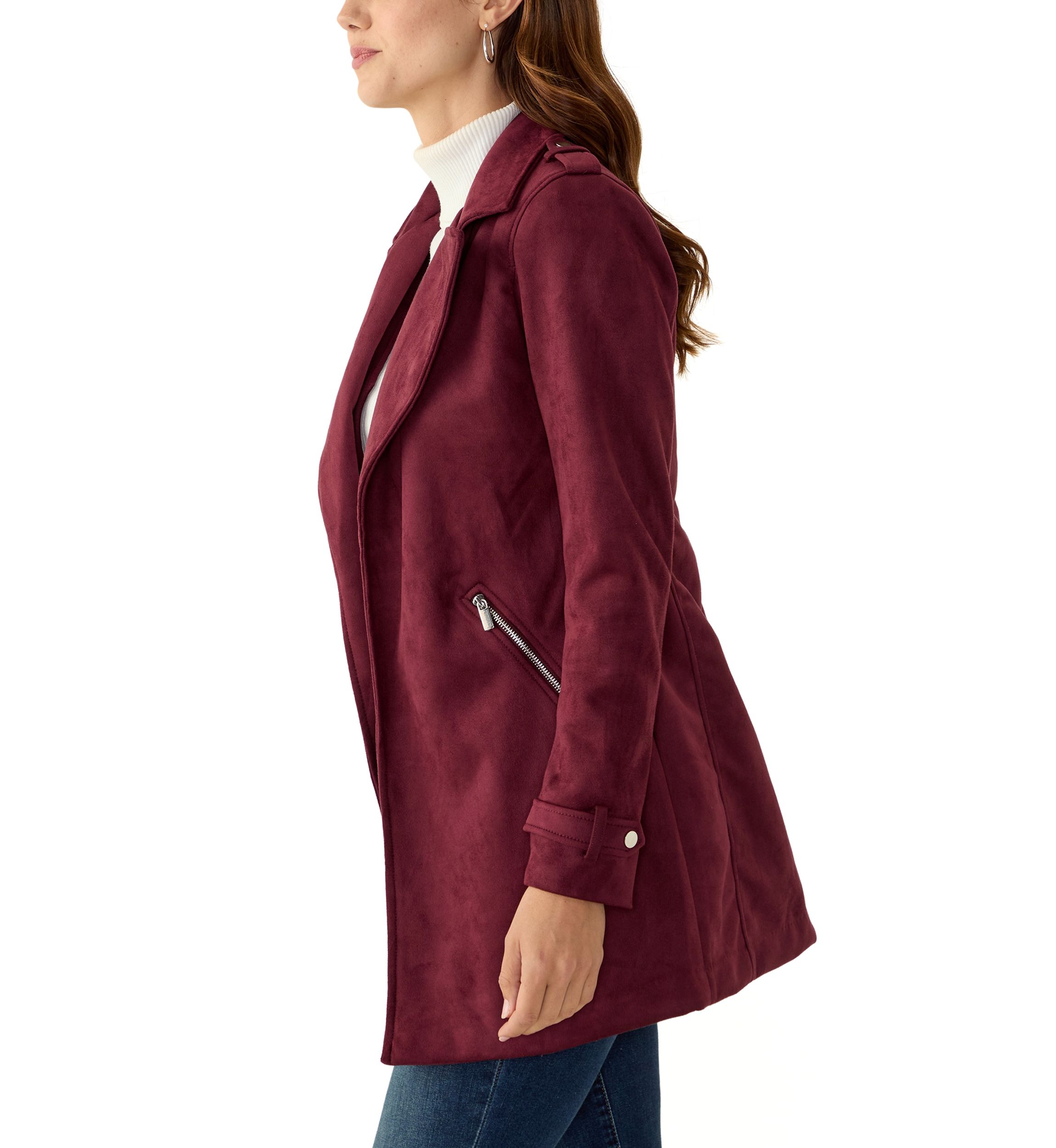 Womens Long Suede Moto Jacket