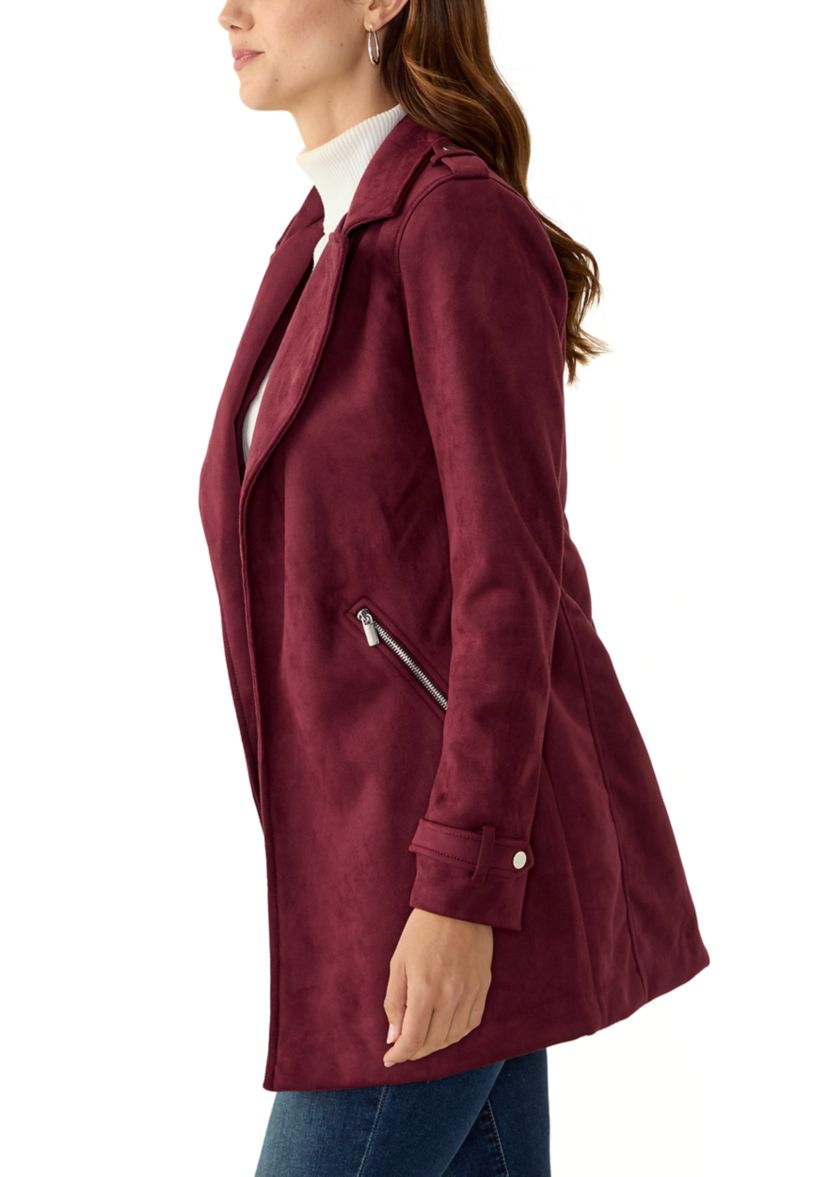 Womens Long Suede Moto Jacket