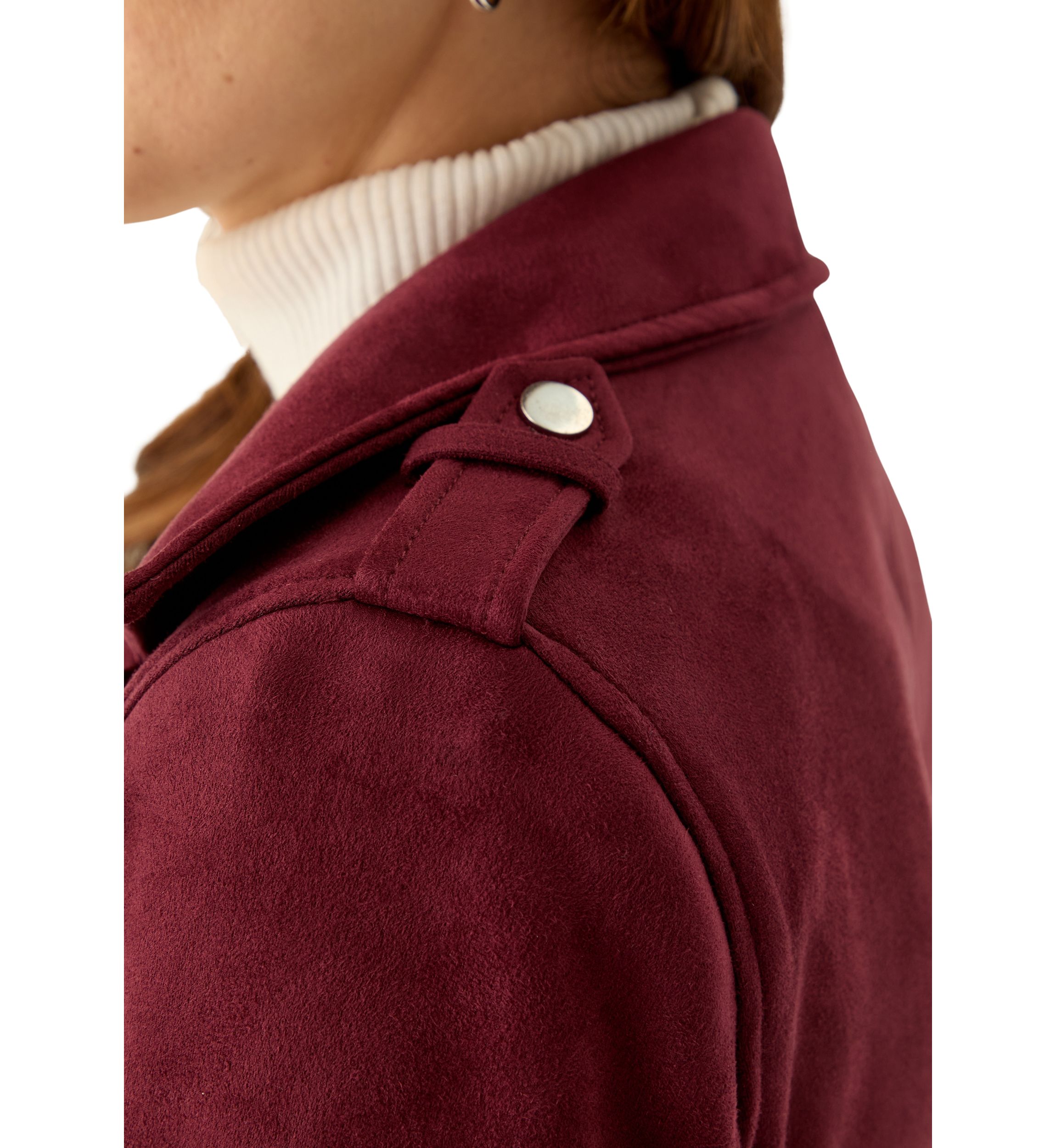 Womens Long Suede Moto Jacket