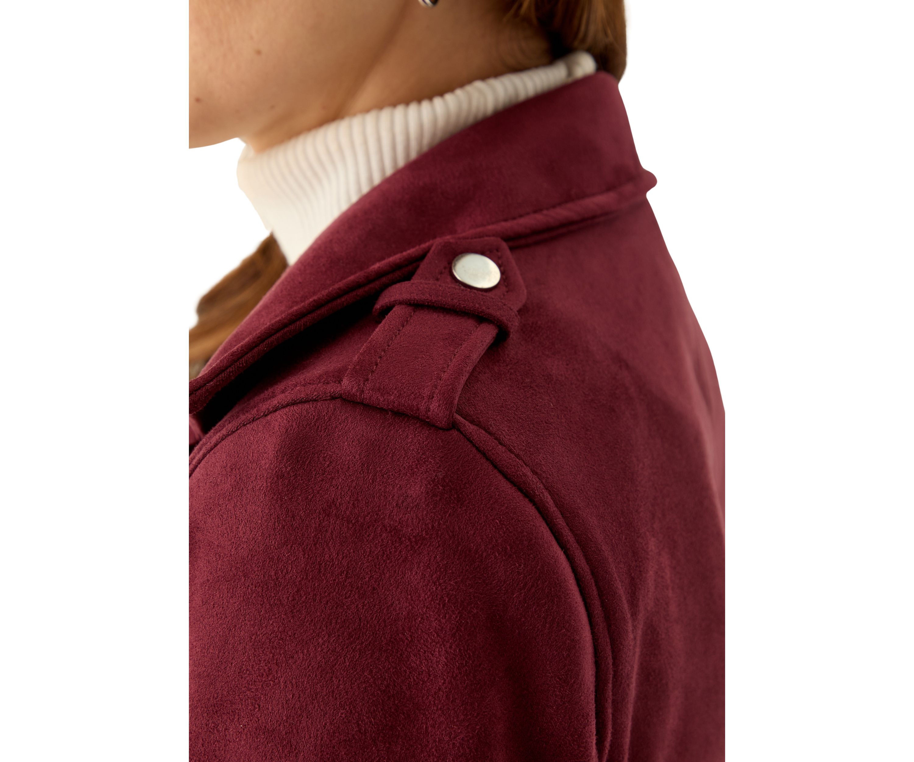 Womens Long Suede Moto Jacket