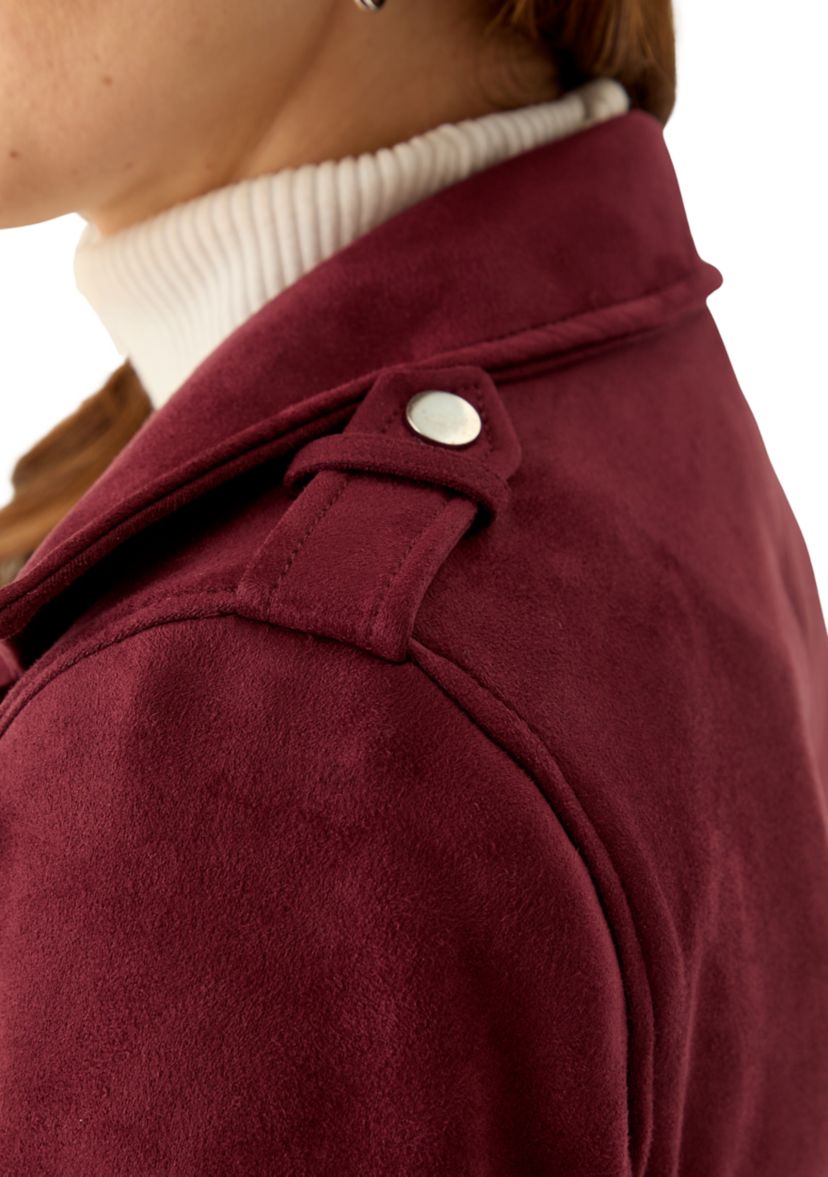 Womens Long Suede Moto Jacket