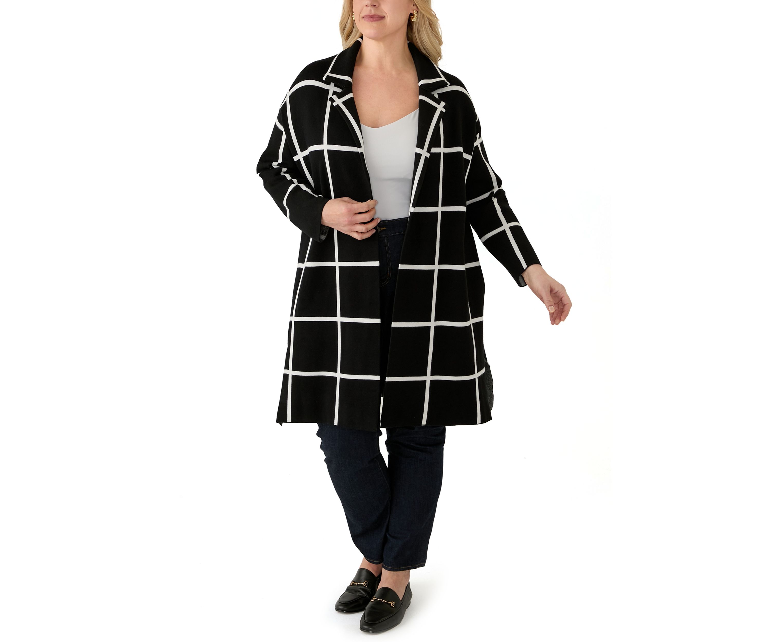 Plus Size Notch Collar Coatigan