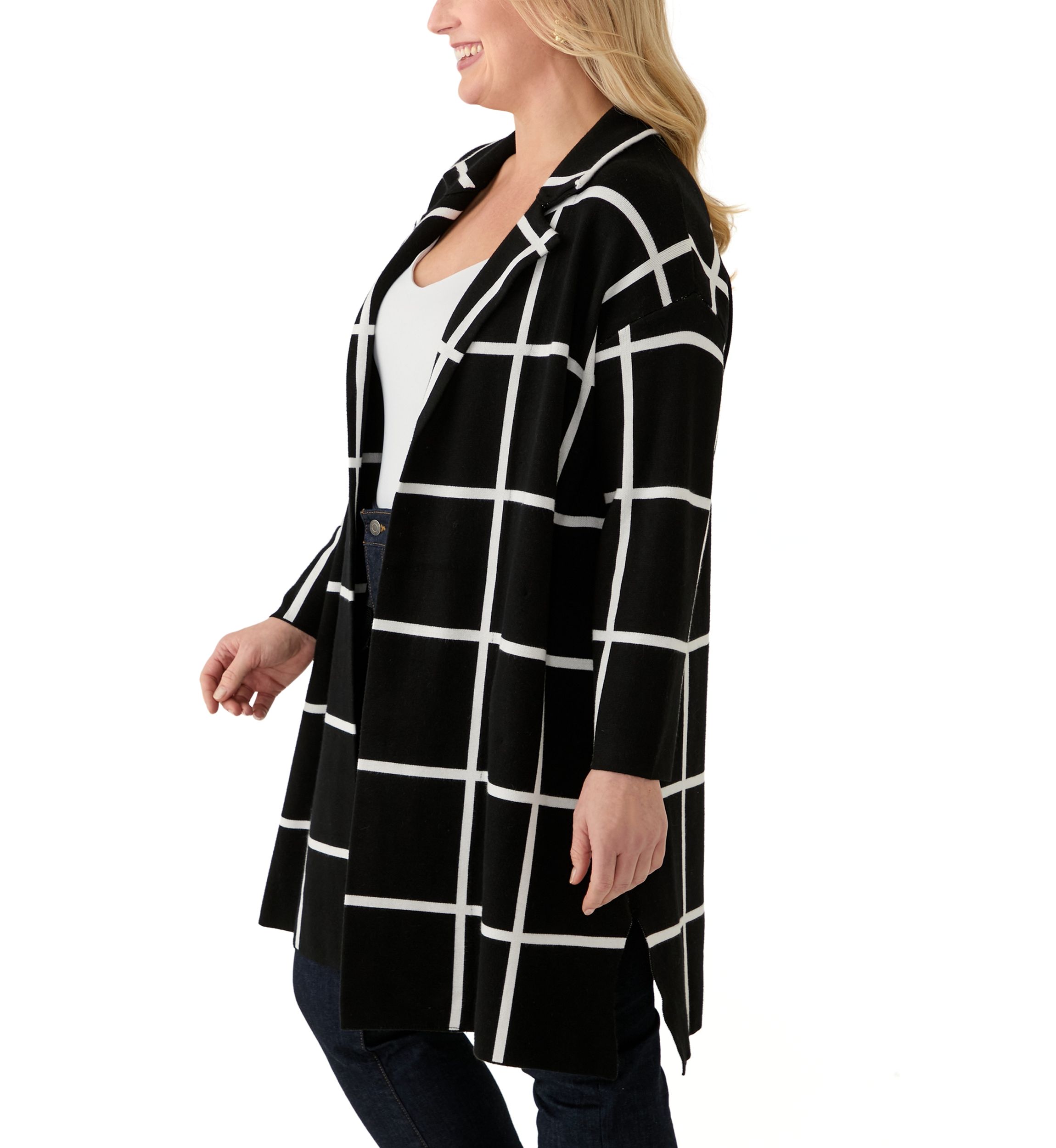 Plus Size Notch Collar Coatigan