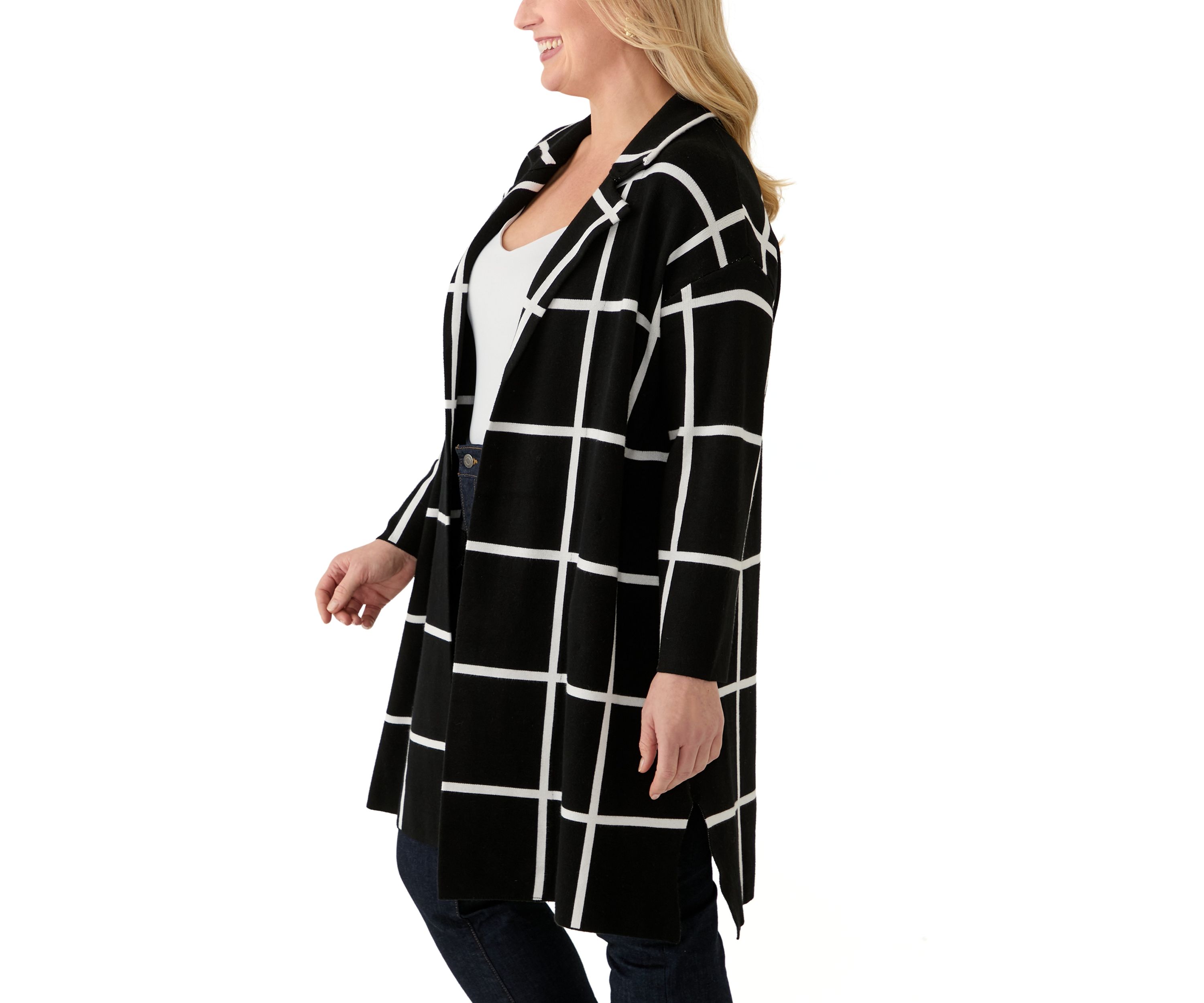 Plus Size Notch Collar Coatigan