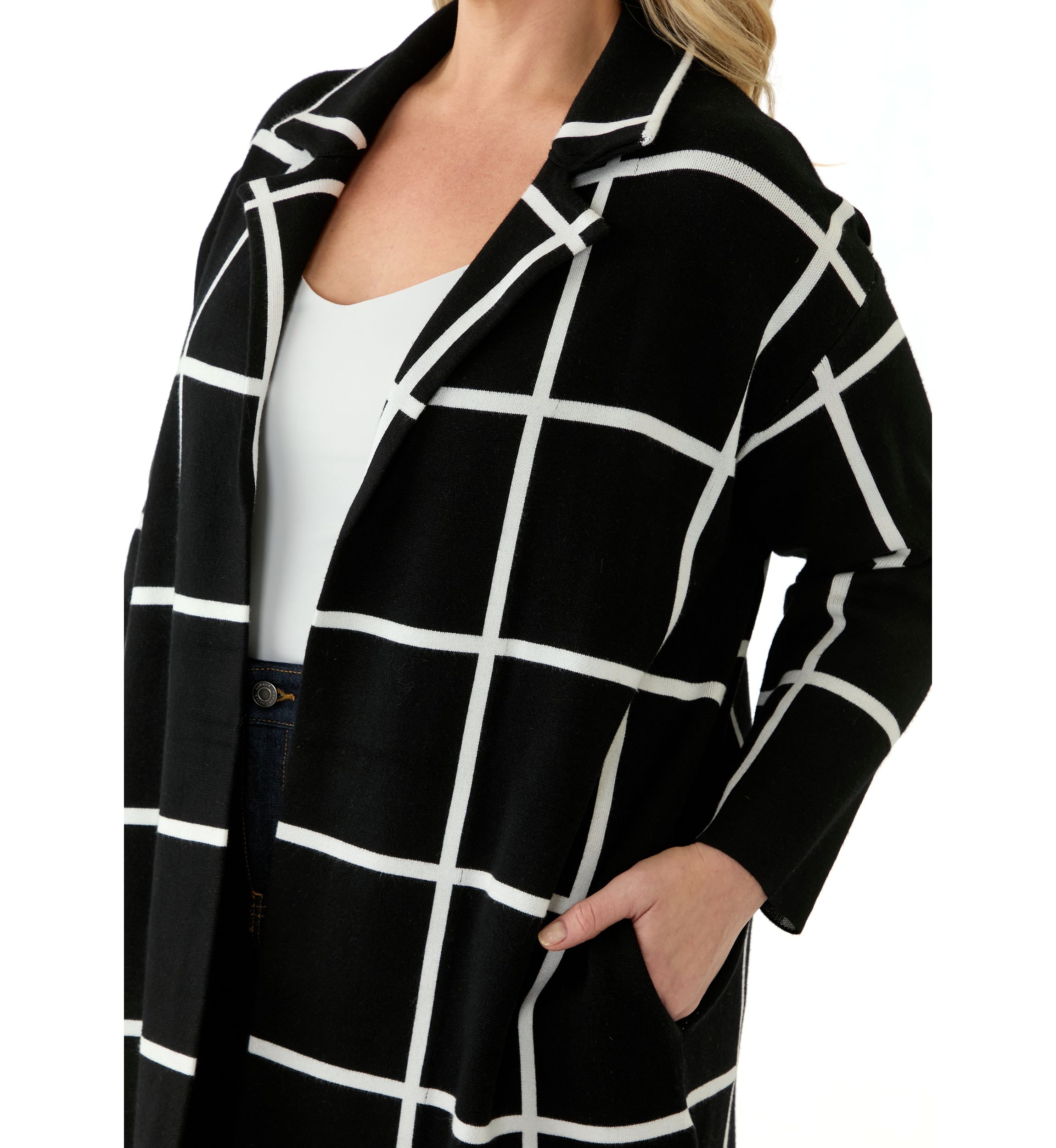 Plus Size Notch Collar Coatigan