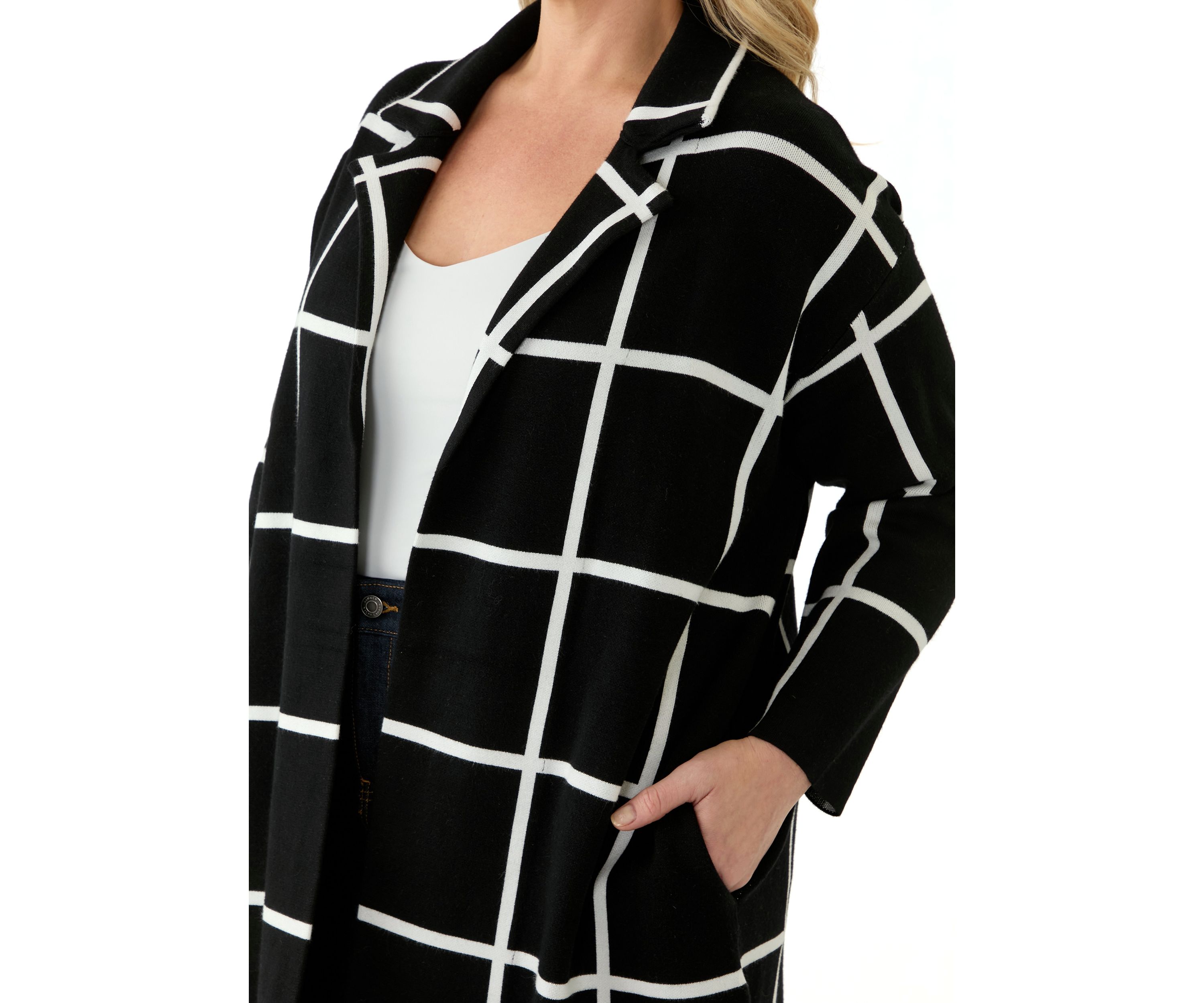 Plus Size Notch Collar Coatigan