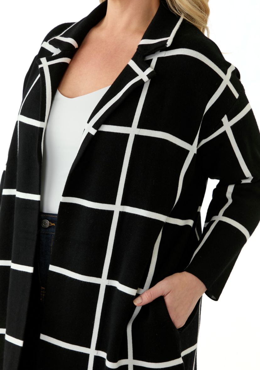 Plus Size Notch Collar Coatigan