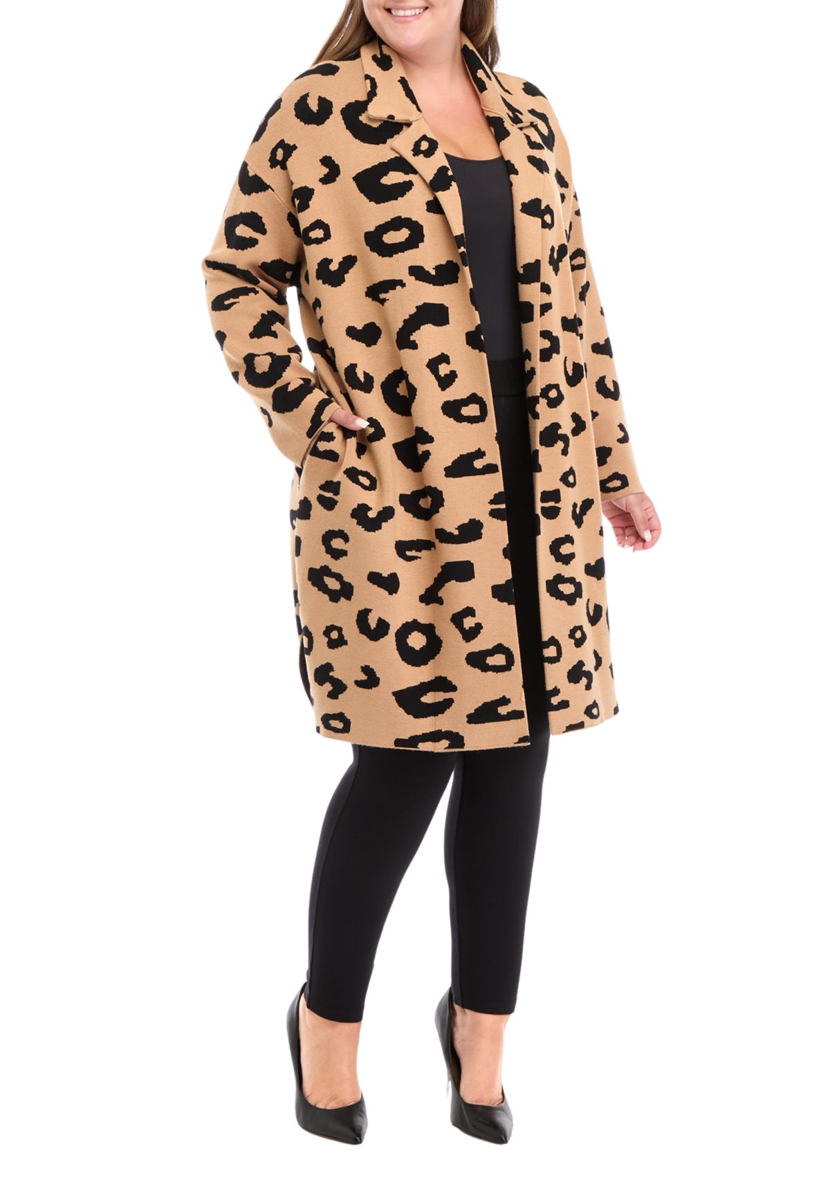 Plus Size Notch Collar Coatigan 