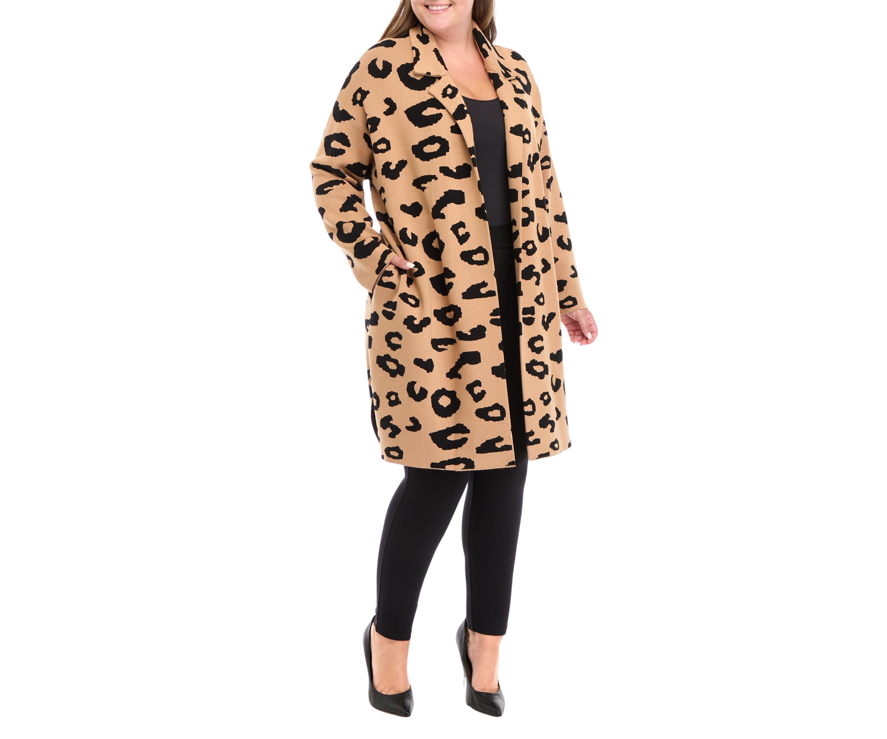 Plus Size Notch Collar Coatigan 