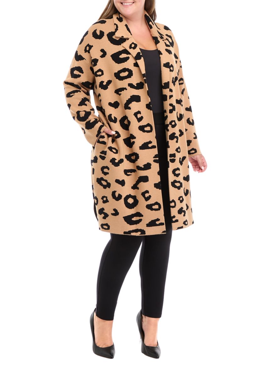Plus Size Notch Collar Coatigan 