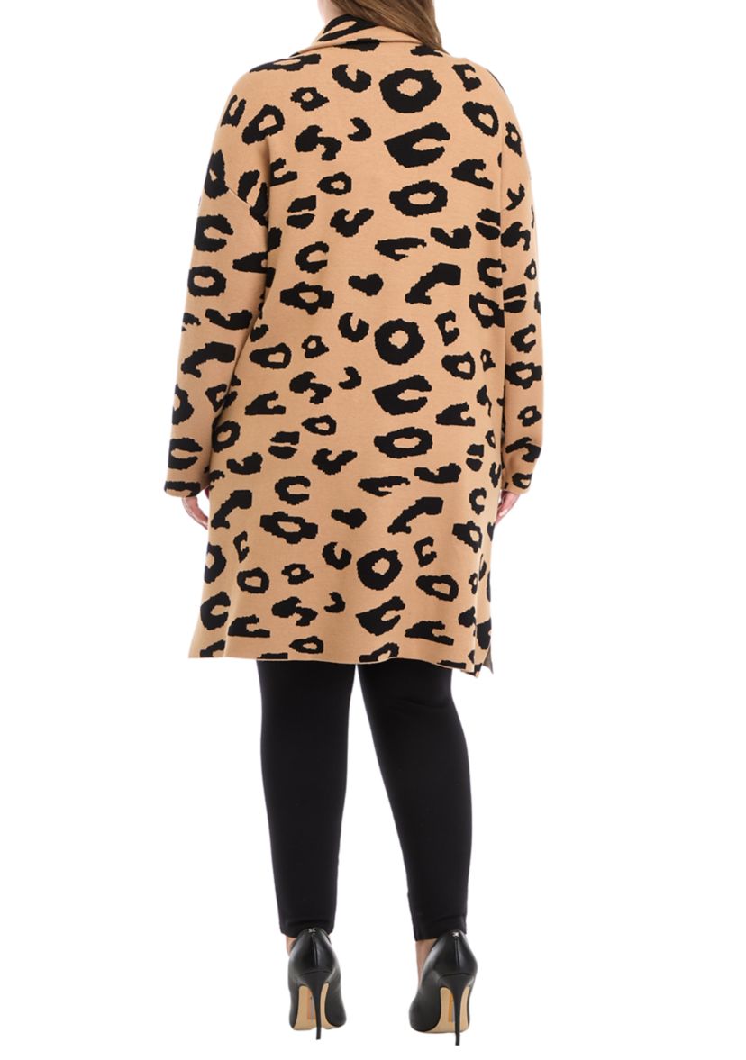 Plus Size Notch Collar Coatigan 