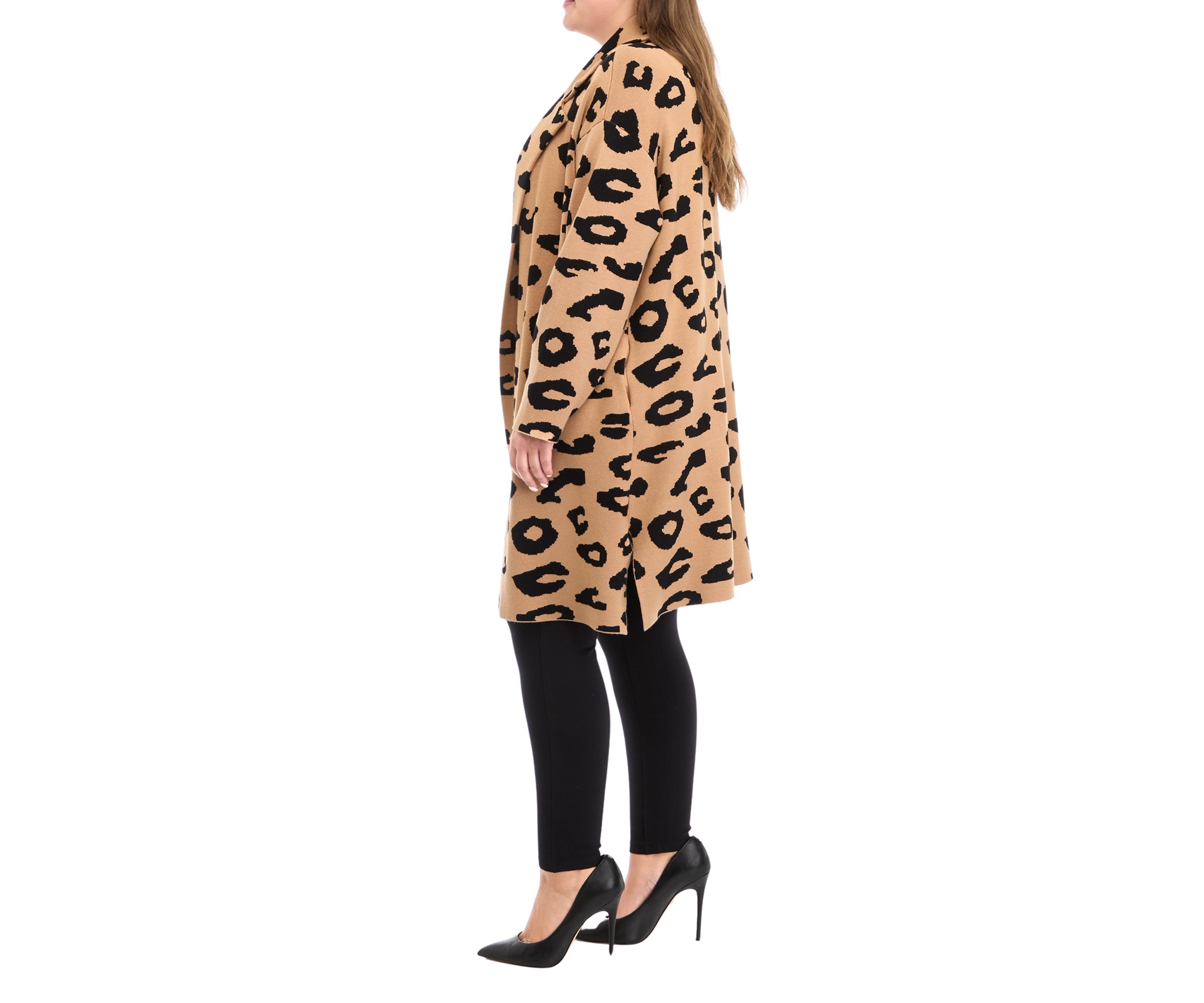 Plus Size Notch Collar Coatigan 
