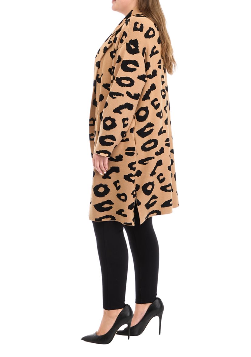 Plus Size Notch Collar Coatigan 