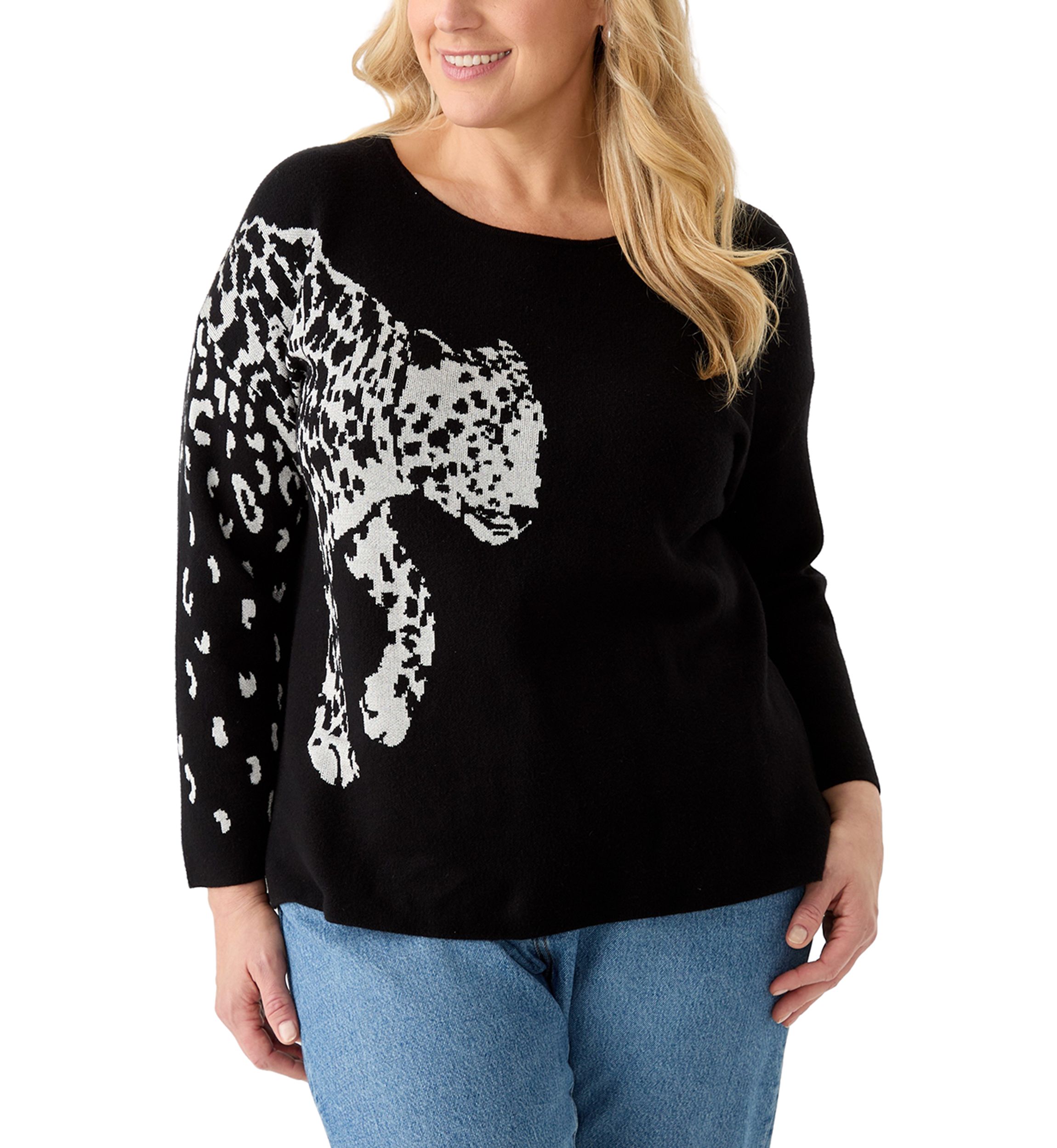 Plus Size Jacquard Graphic Sweater