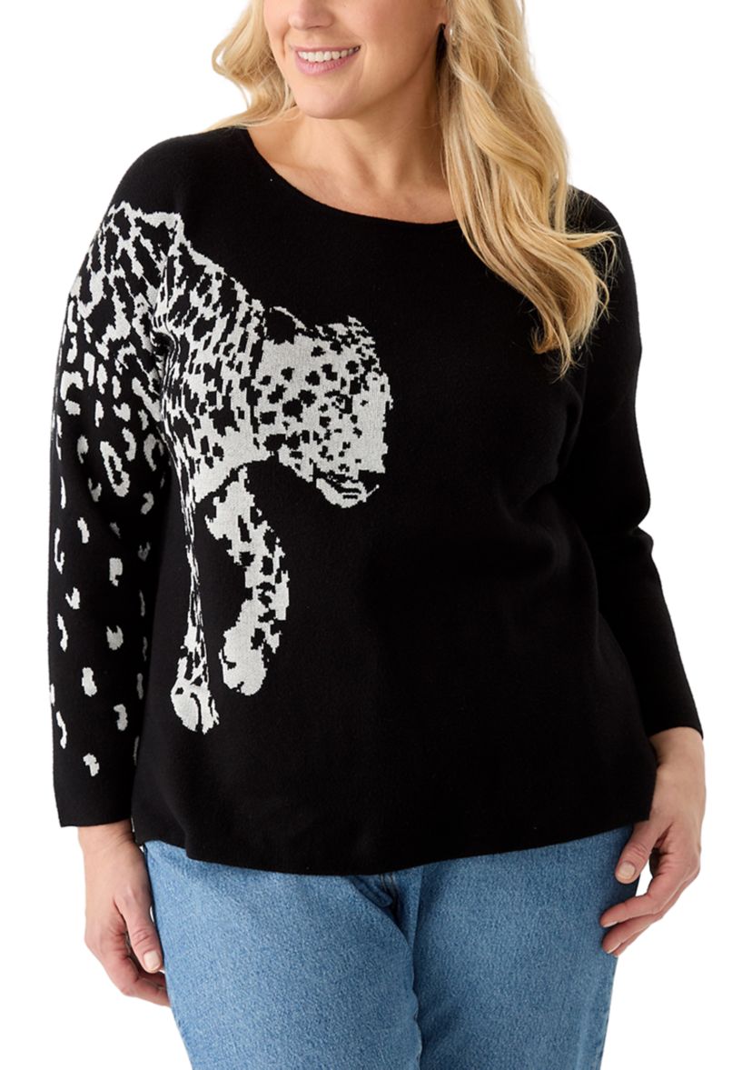 Plus Size Jacquard Graphic Sweater